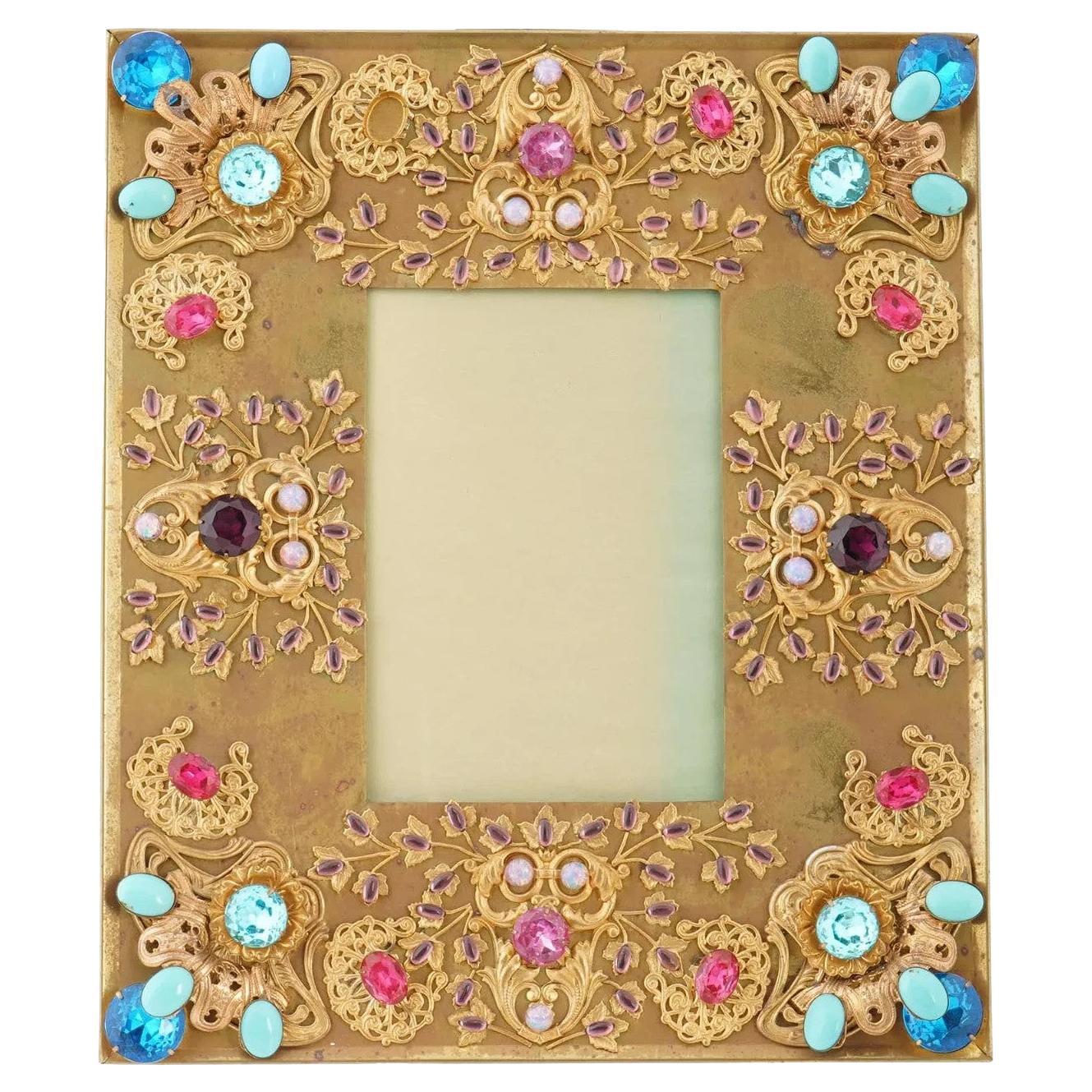 Relief design gilded brass picture frame marked