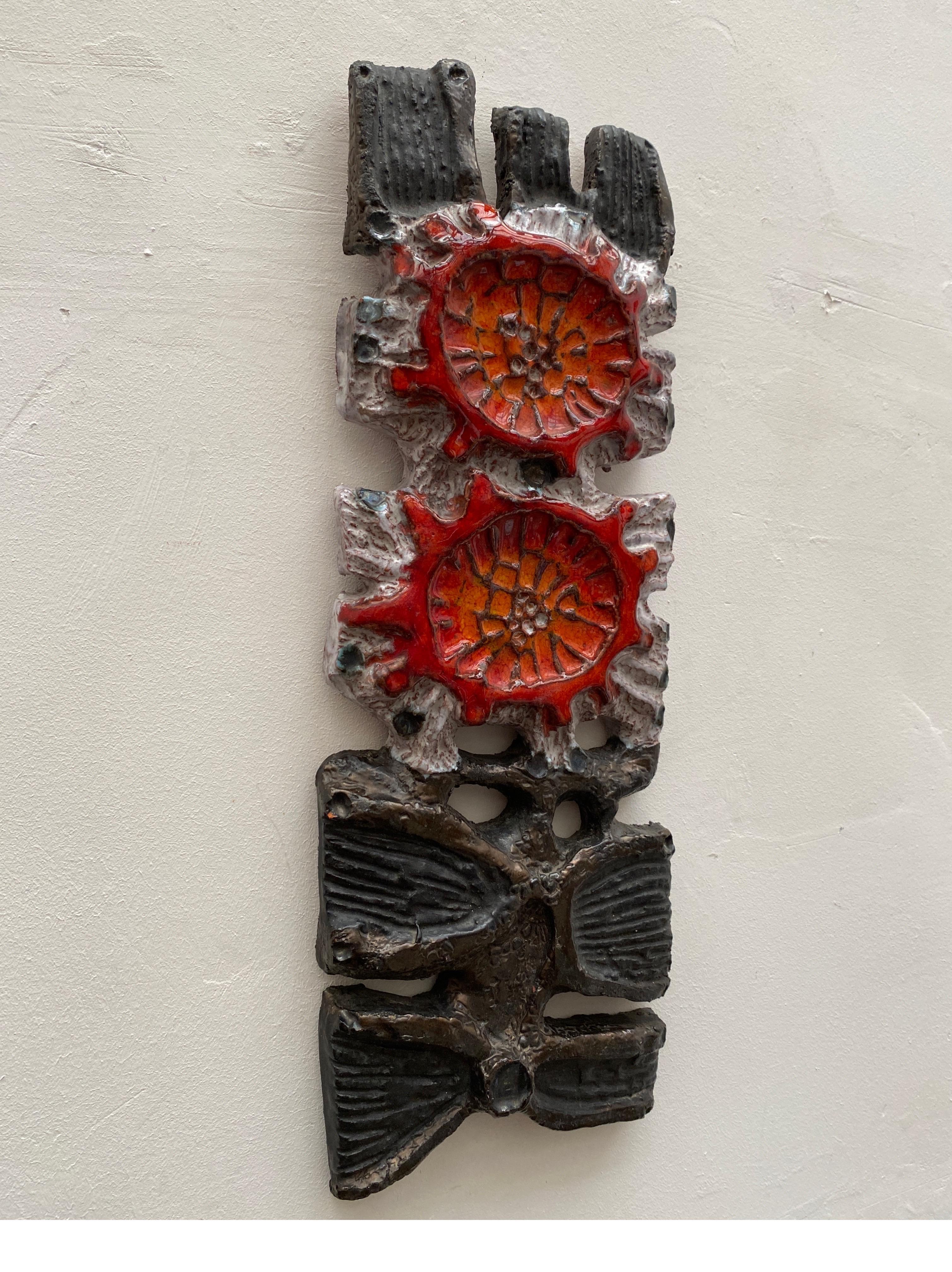 Relief Flower Plaque Wall Mounted Sculpture for Patio, 1960s Perignem In Good Condition In Antwerp, BE