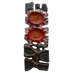 Relief Flower Plaque Wall Mounted Sculpture for Patio, 1960s Perignem