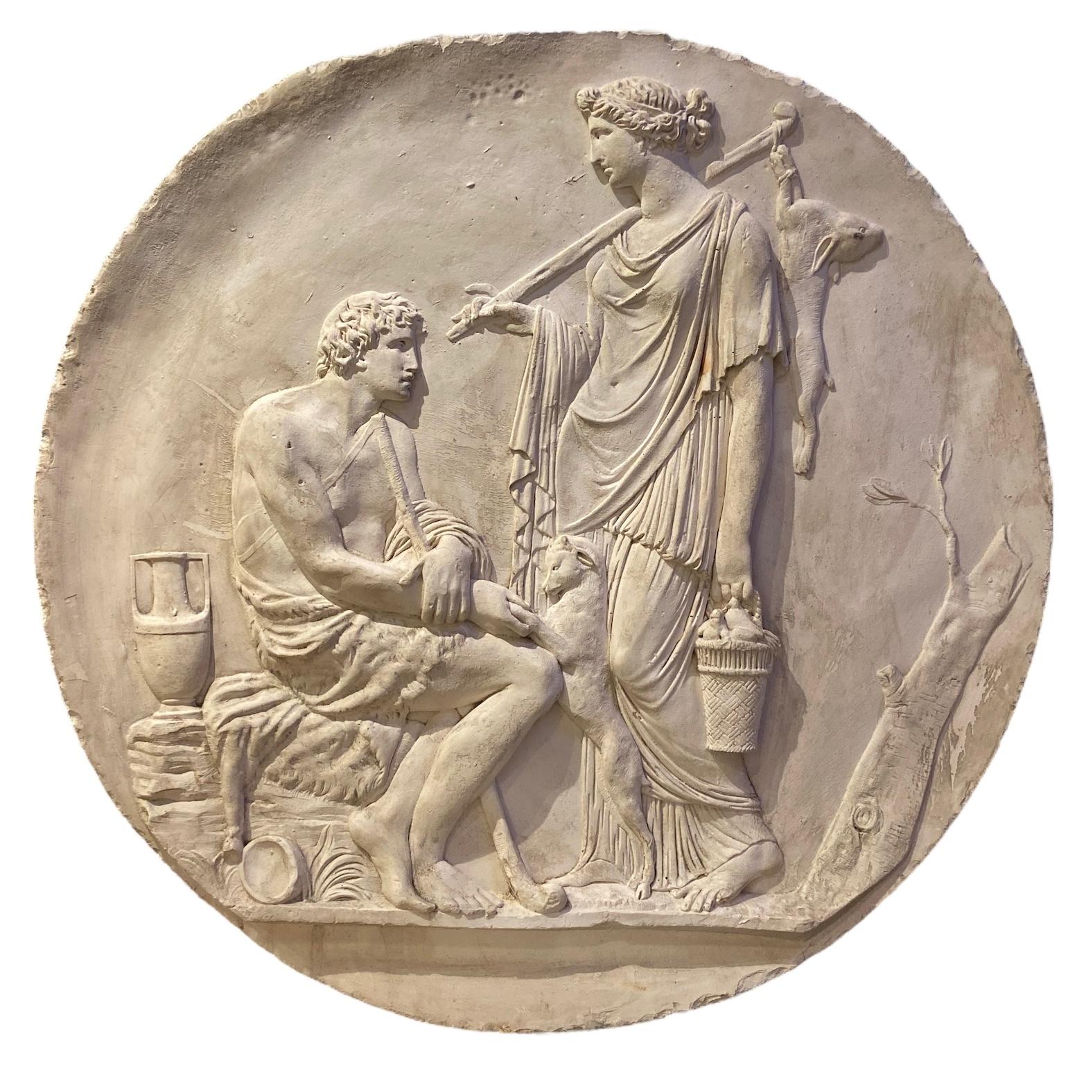 italien Médaillon en relief en plâtre en vente