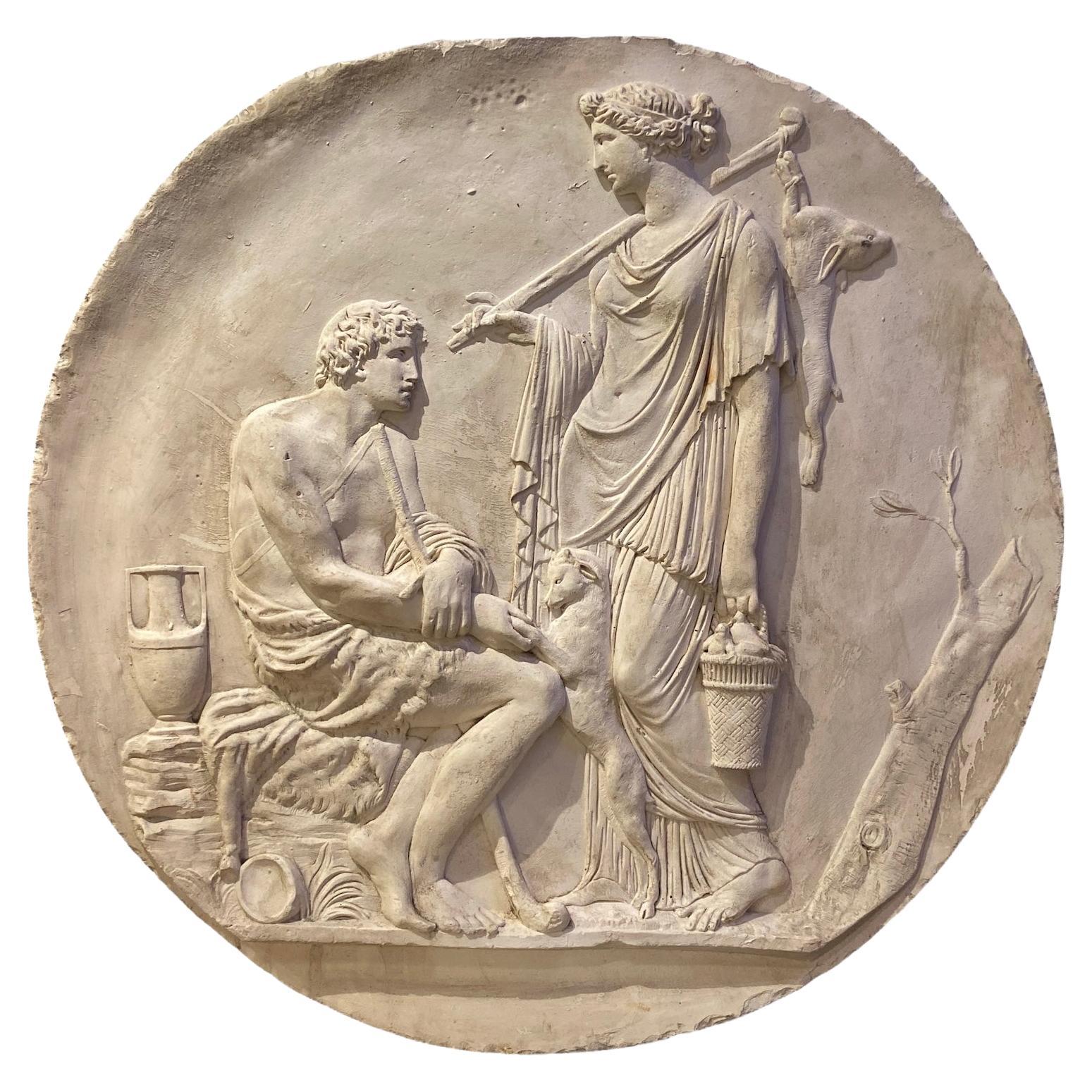 Médaillon en relief en plâtre en vente