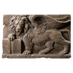 Relief of the Lion of Venice in Antique yellow marble