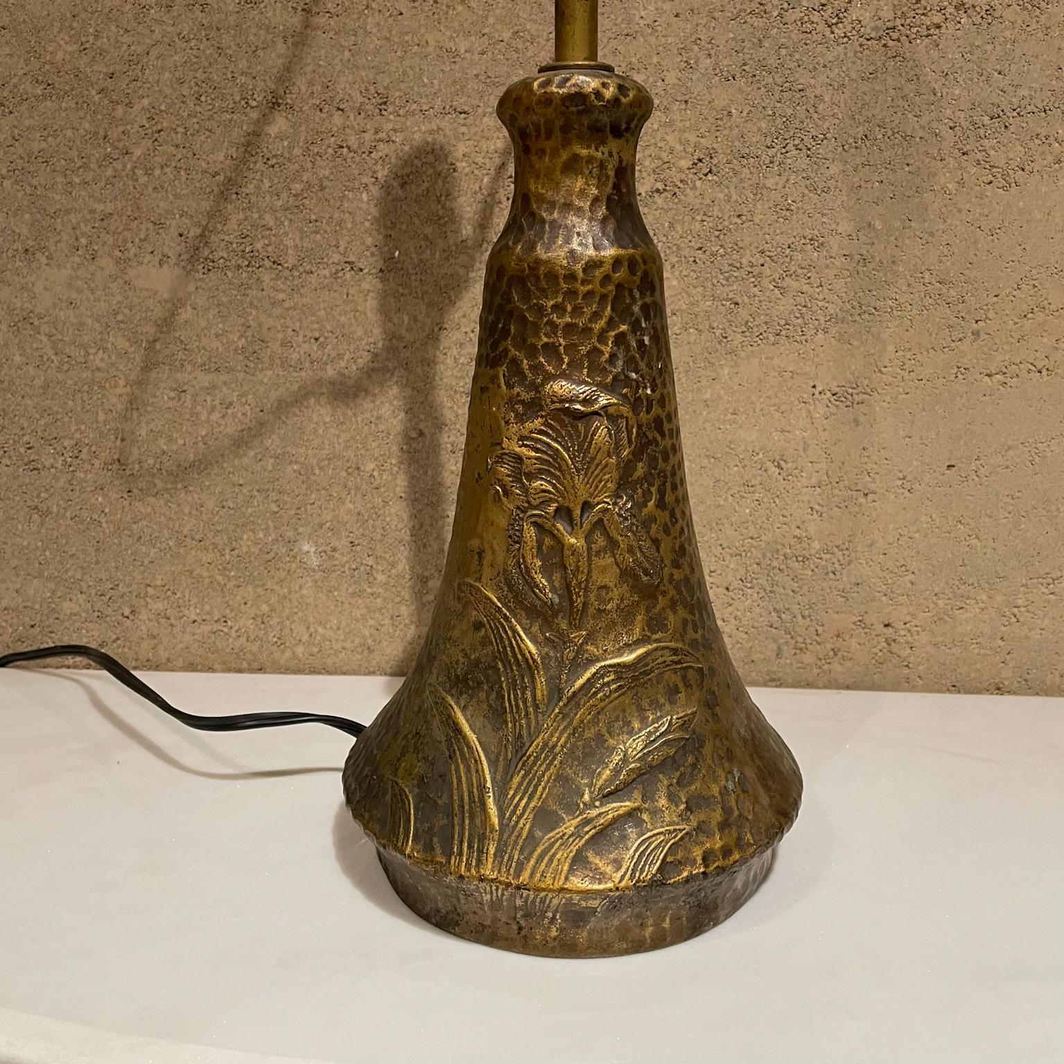 1970s Relief Table Lamp Faux Hammered Bronze Style of Antoni Gaudi  2
