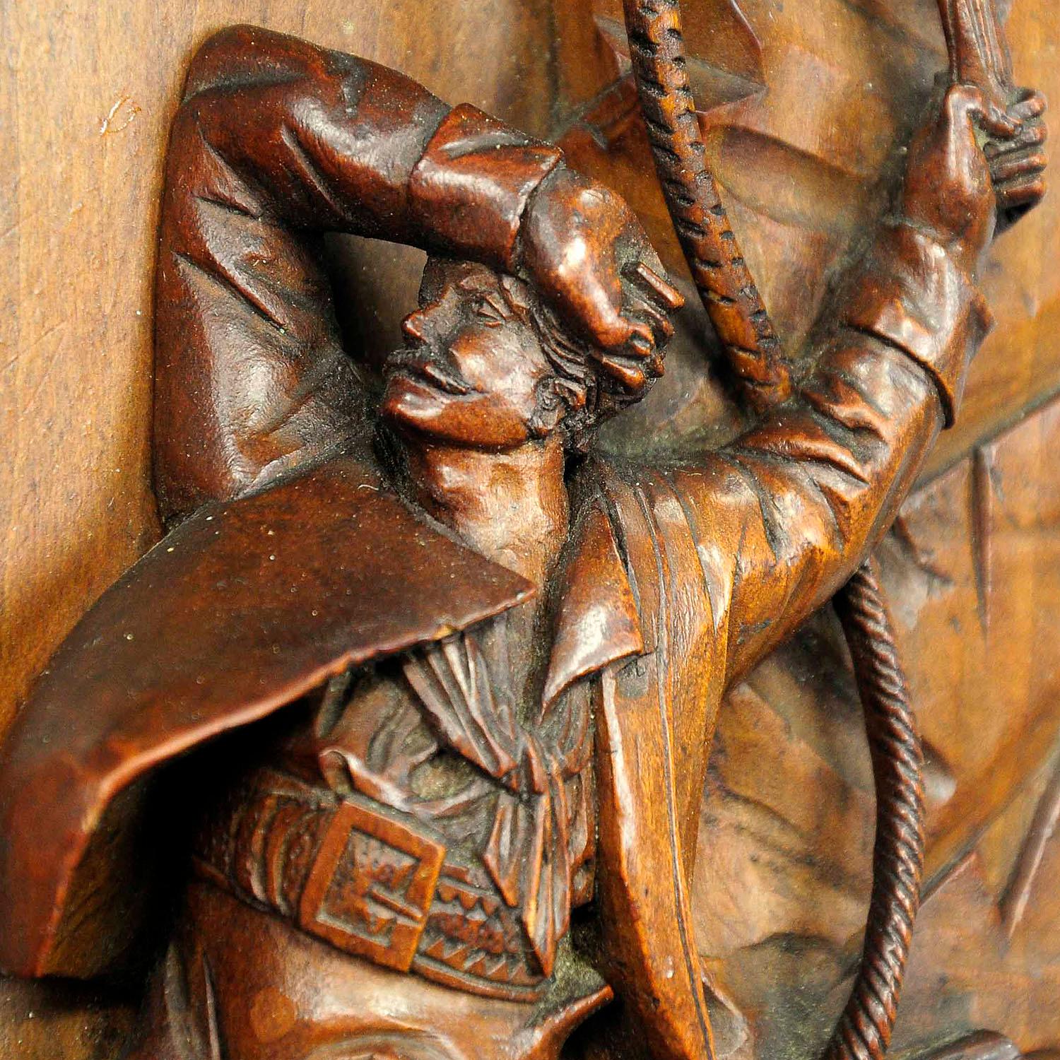 Relief Wood Carving Nest Robber, Black Forest, ca. 1890 In Good Condition For Sale In Berghuelen, DE