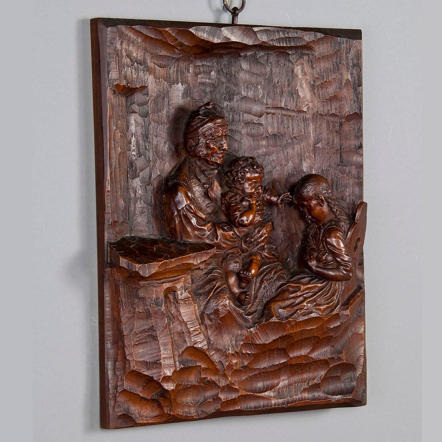 Black Forest Relief Woodcarving by Hermann Steiner Meran 19th Century For Sale
