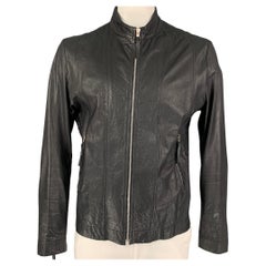 RELIGION Size XL Black Leather Zip Up Jacket