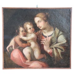 Religious Antique Oil Painting on Canvas, 18th Century Italian School