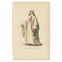 Religious Antique Print of a Knight of the Order of Santiago, 1845
