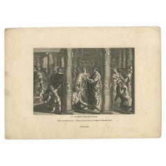 Religious Antique Print of St. Peter Healing the Cripple, 1835