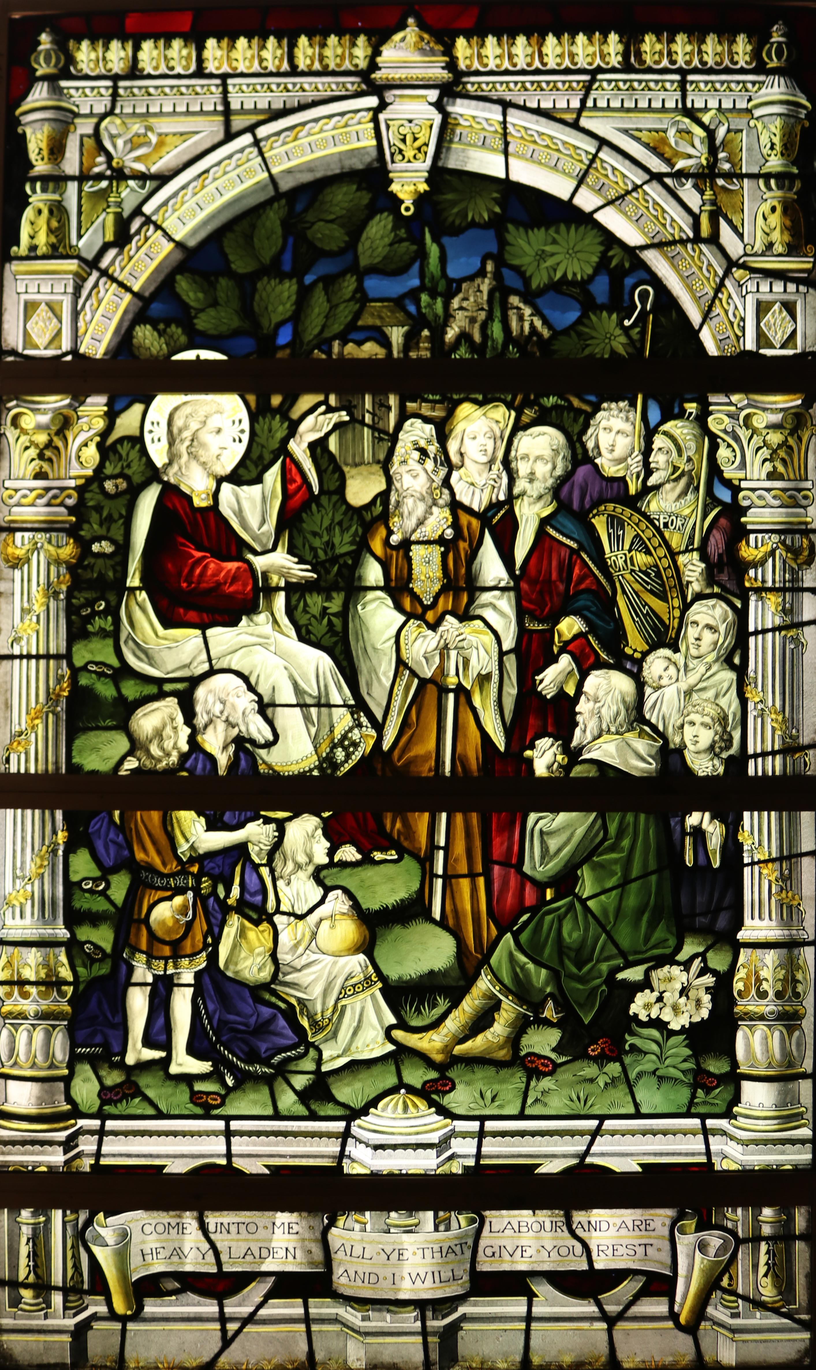 Religious Antique Stained Glass Window Panel 6