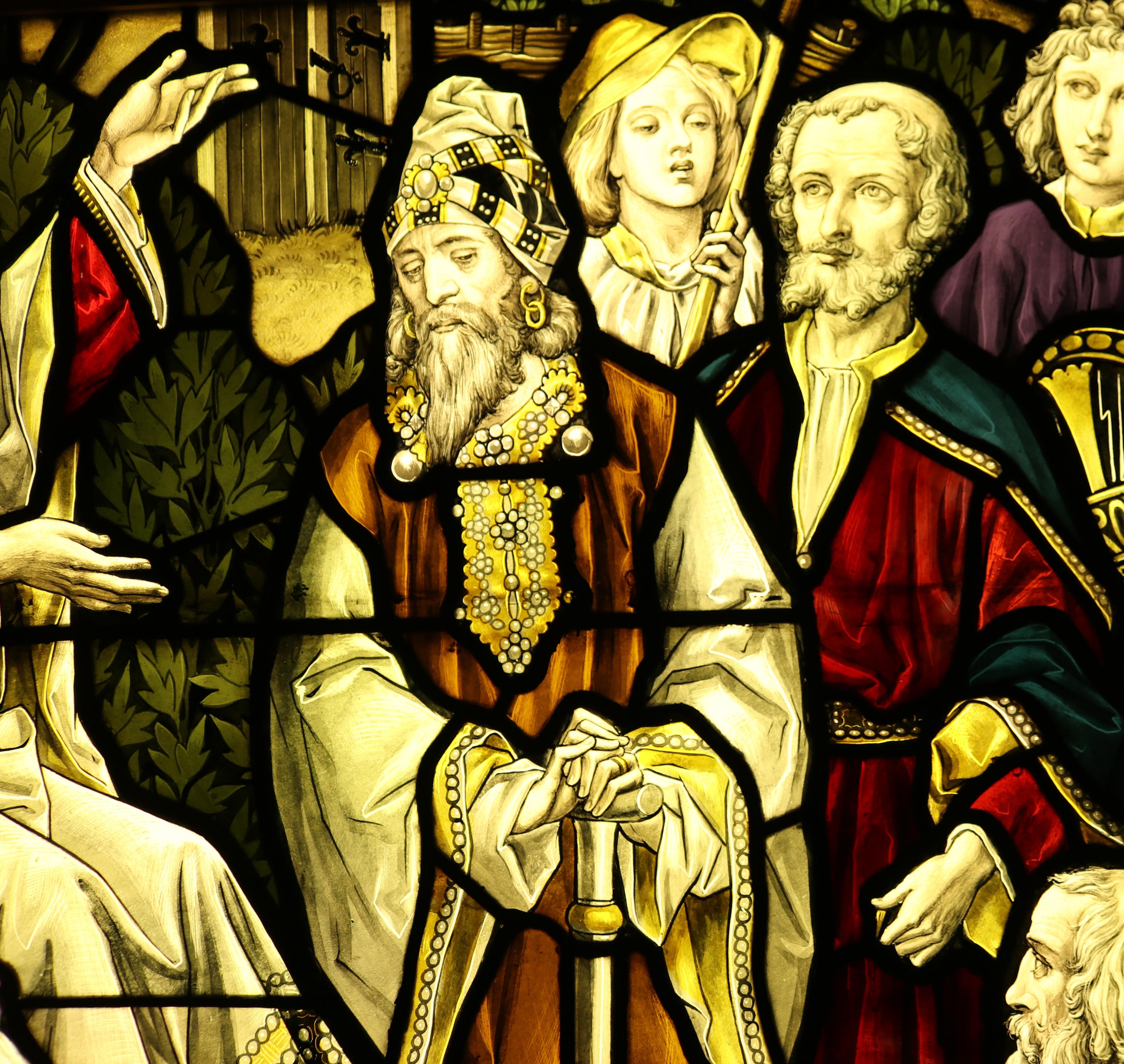 Religious Antique Stained Glass Window Panel 7