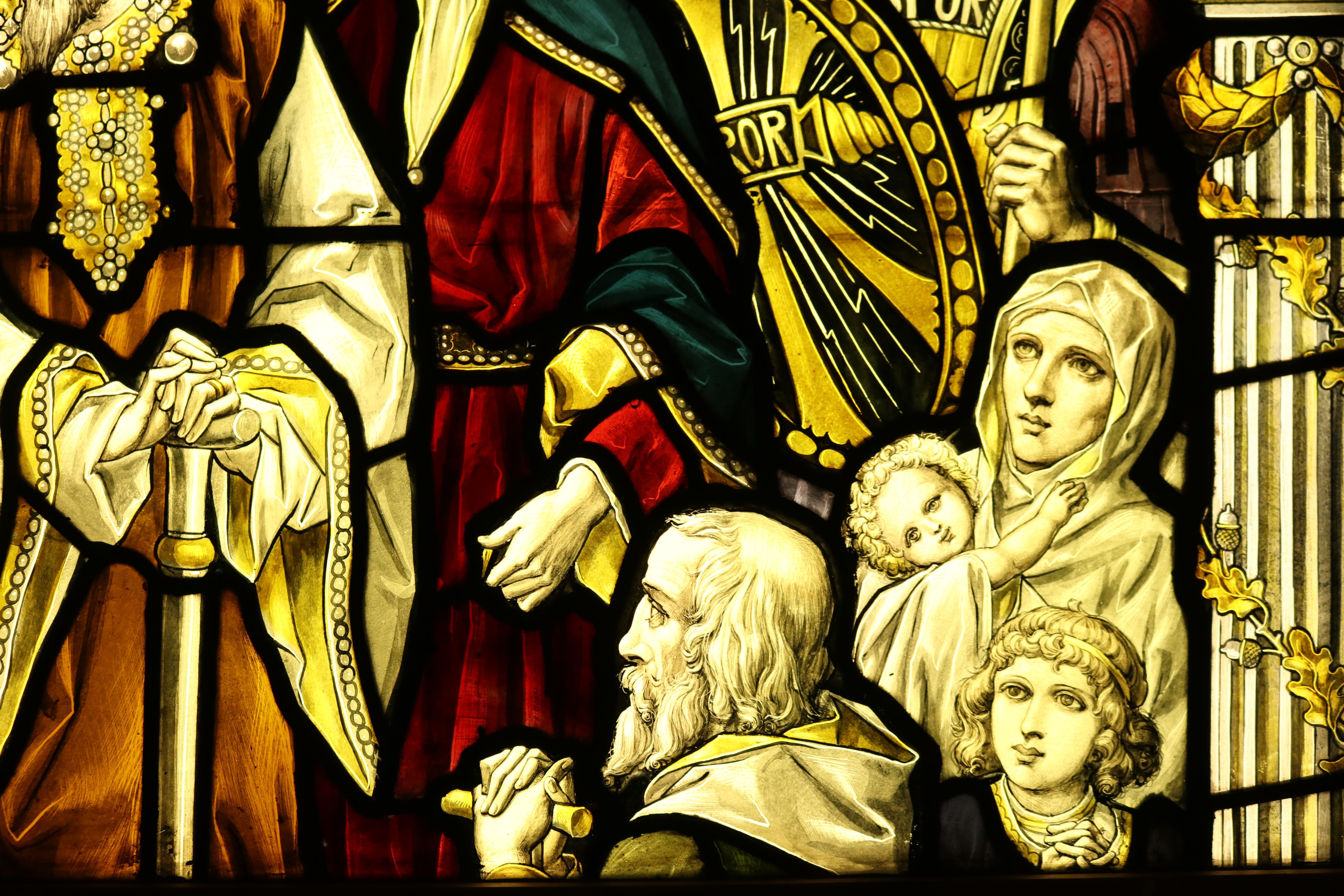 Religious Antique Stained Glass Window Panel 8