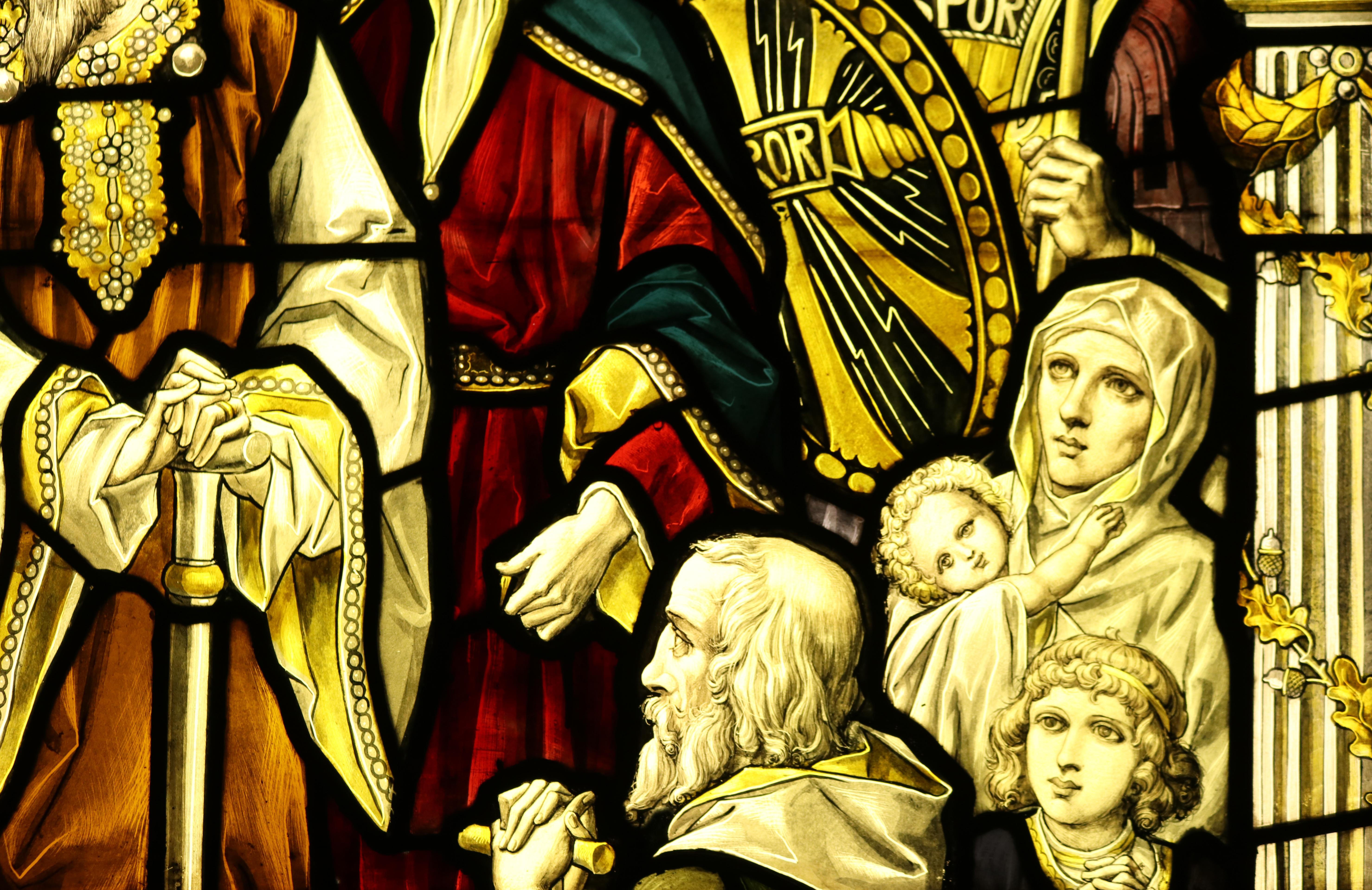 Religious Antique Stained Glass Window Panel 9