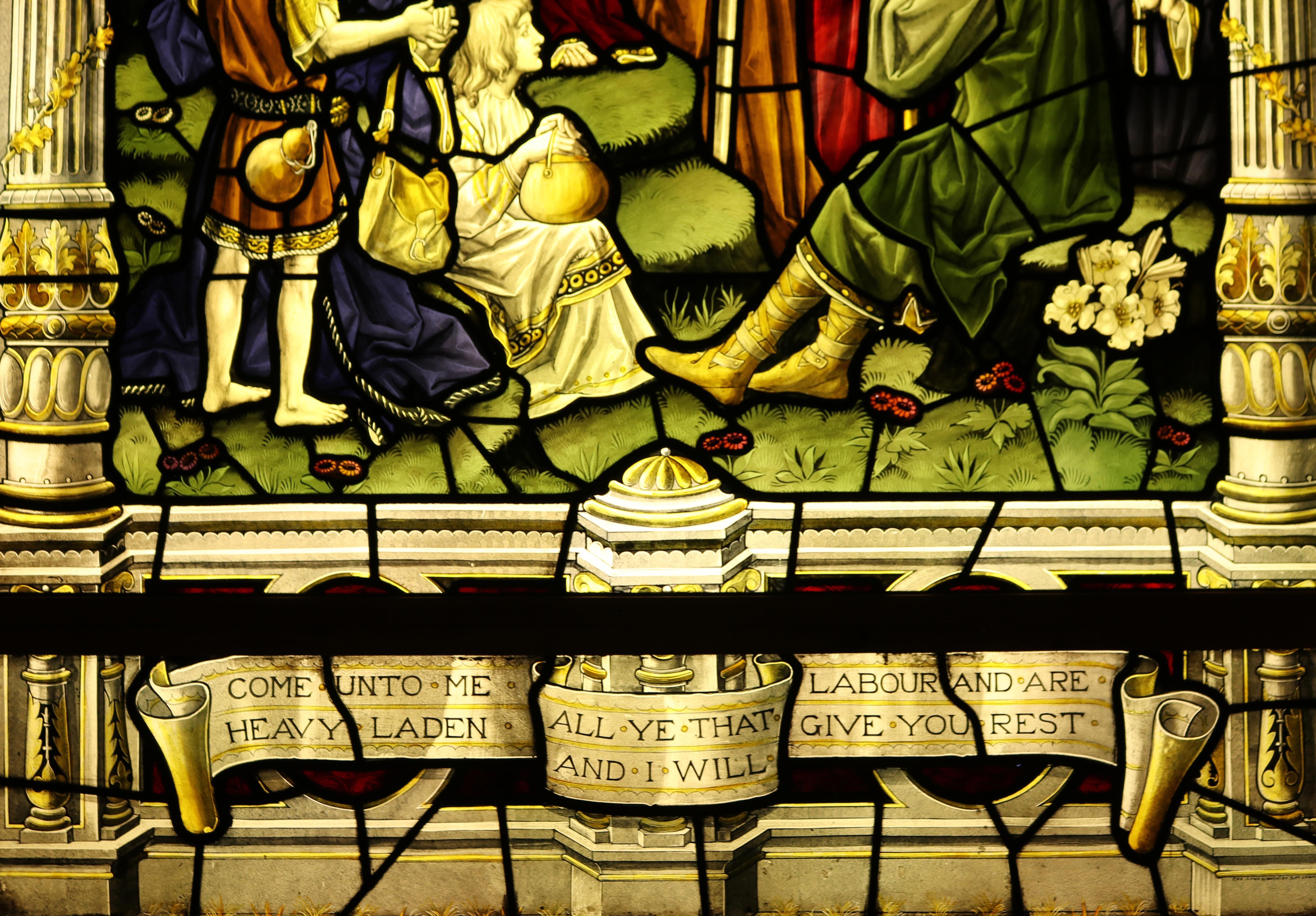 Religious Antique Stained Glass Window Panel 10