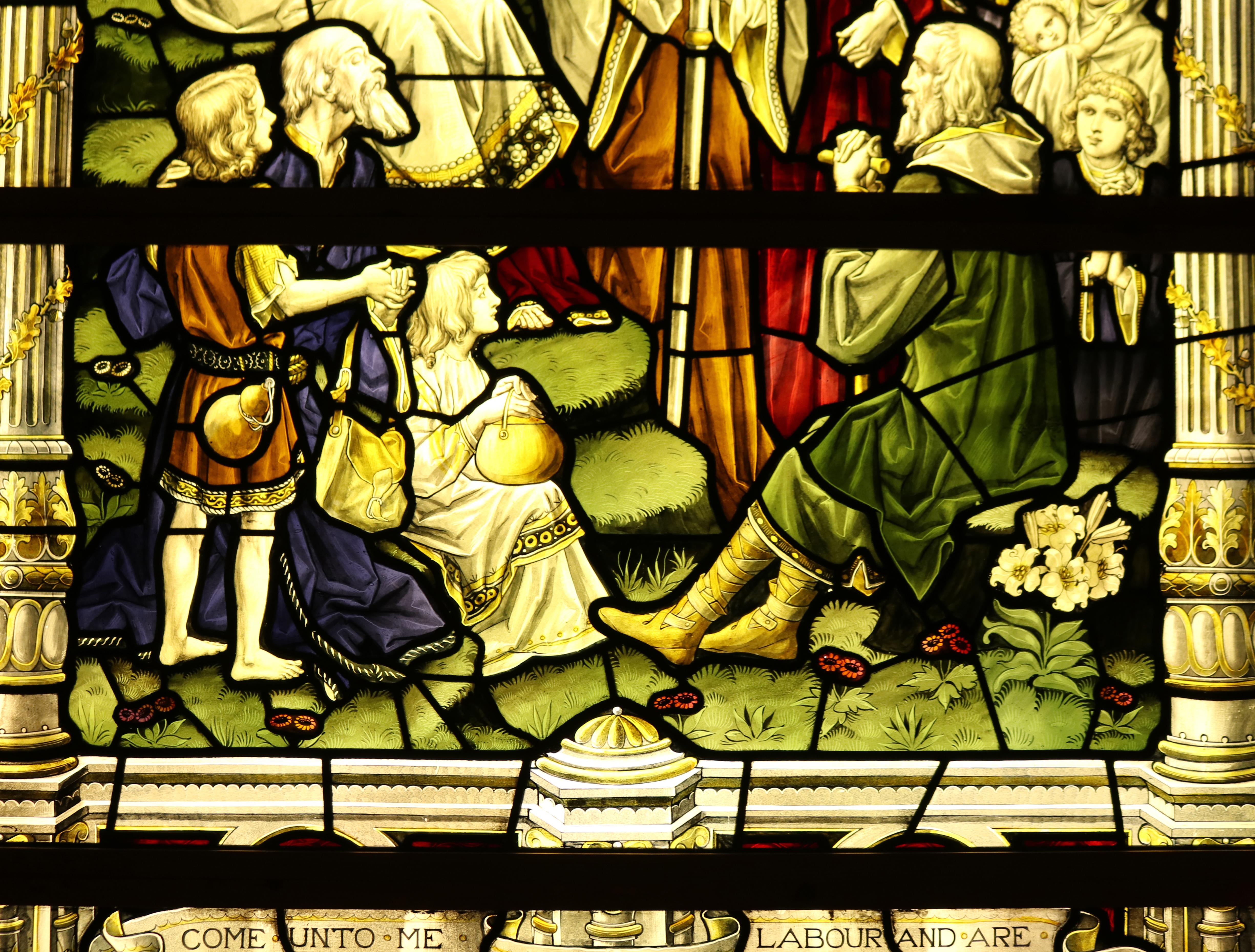 Religious Antique Stained Glass Window Panel In Fair Condition In Wormelow, Herefordshire