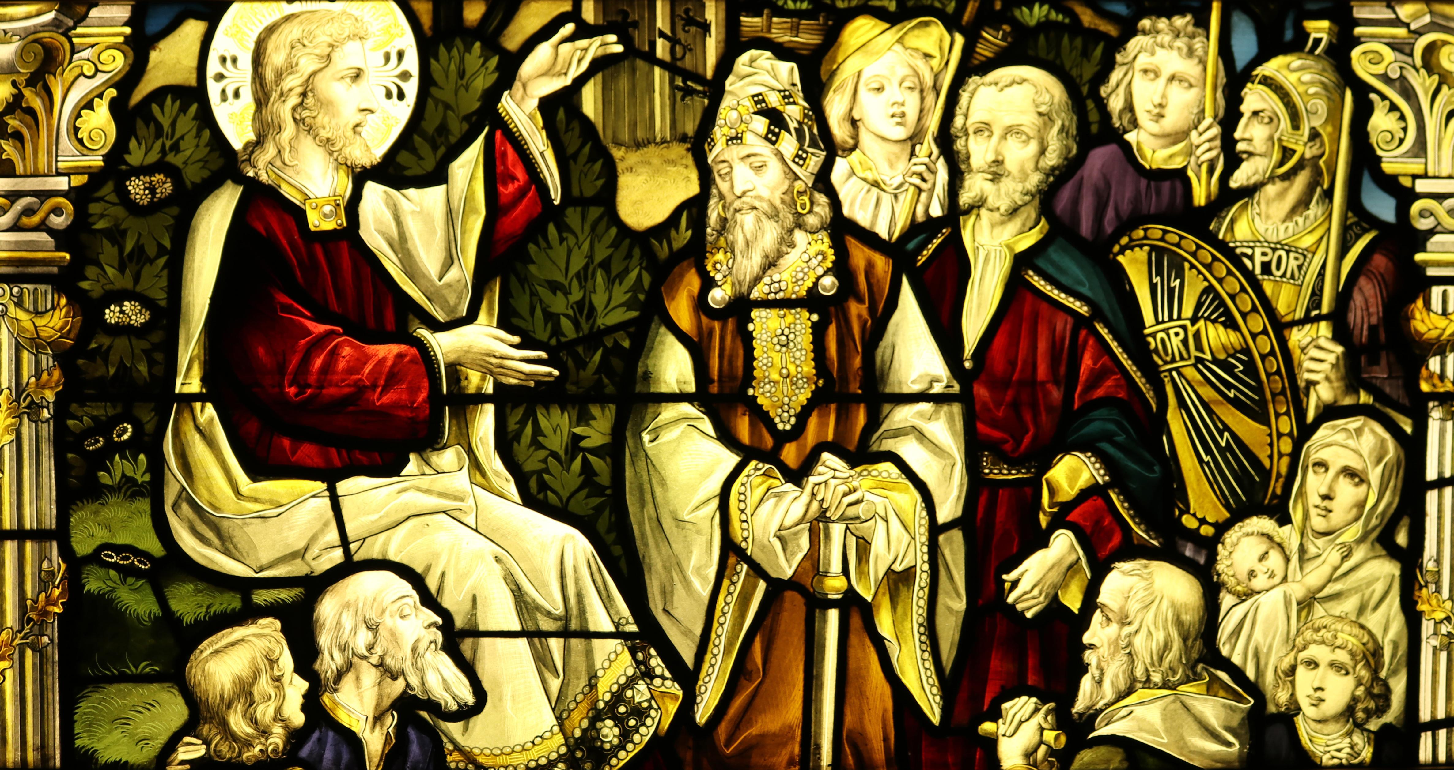Religious Antique Stained Glass Window Panel 1