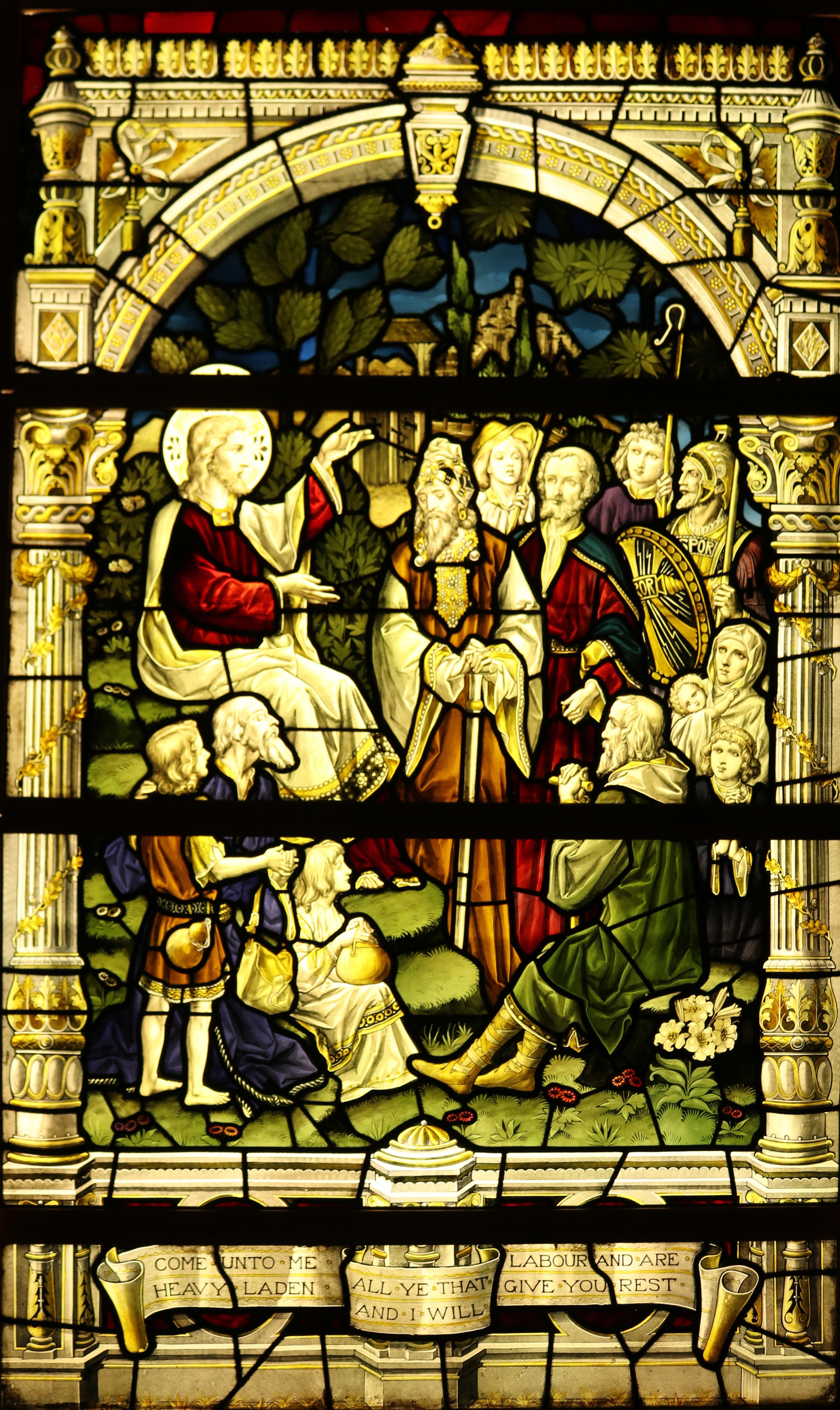 Religious Antique Stained Glass Window Panel 2