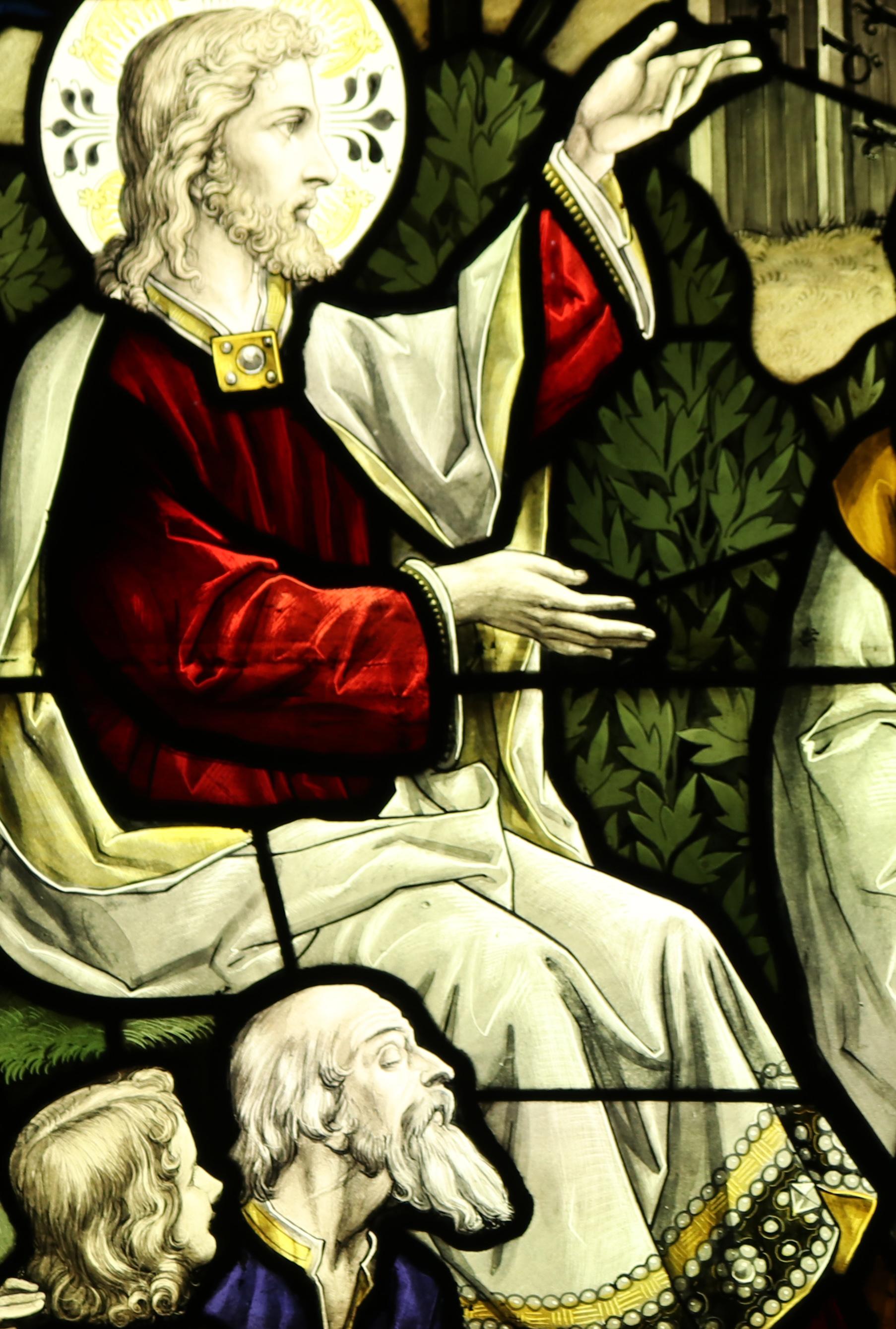 Religious Antique Stained Glass Window Panel 4