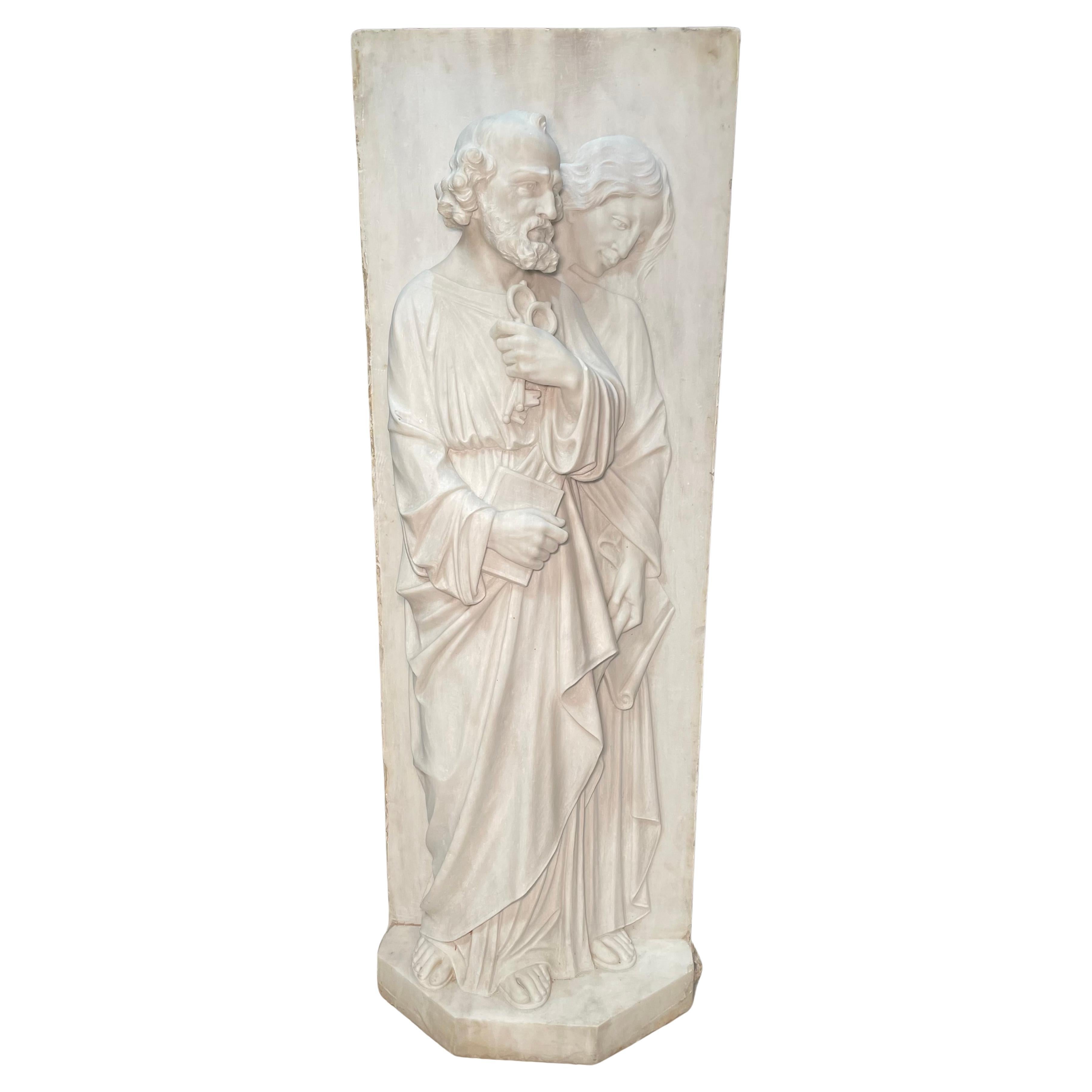 Religious Carrara Marble Bas-Relief/Sculpture