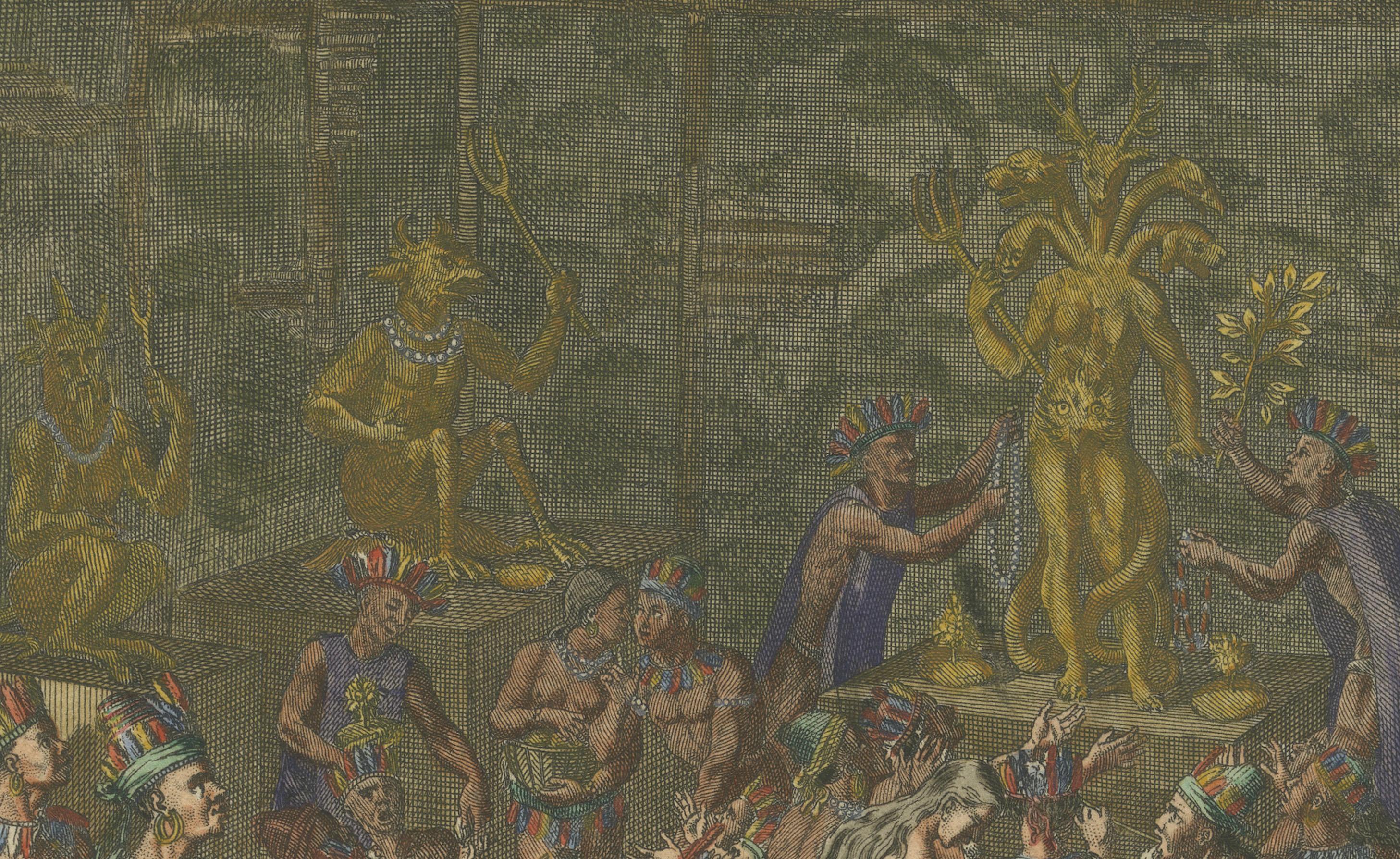 Religiöse Zeremonie der Bewohner der Insel Hispaniola, 1734 (Mitte des 18. Jahrhunderts) im Angebot