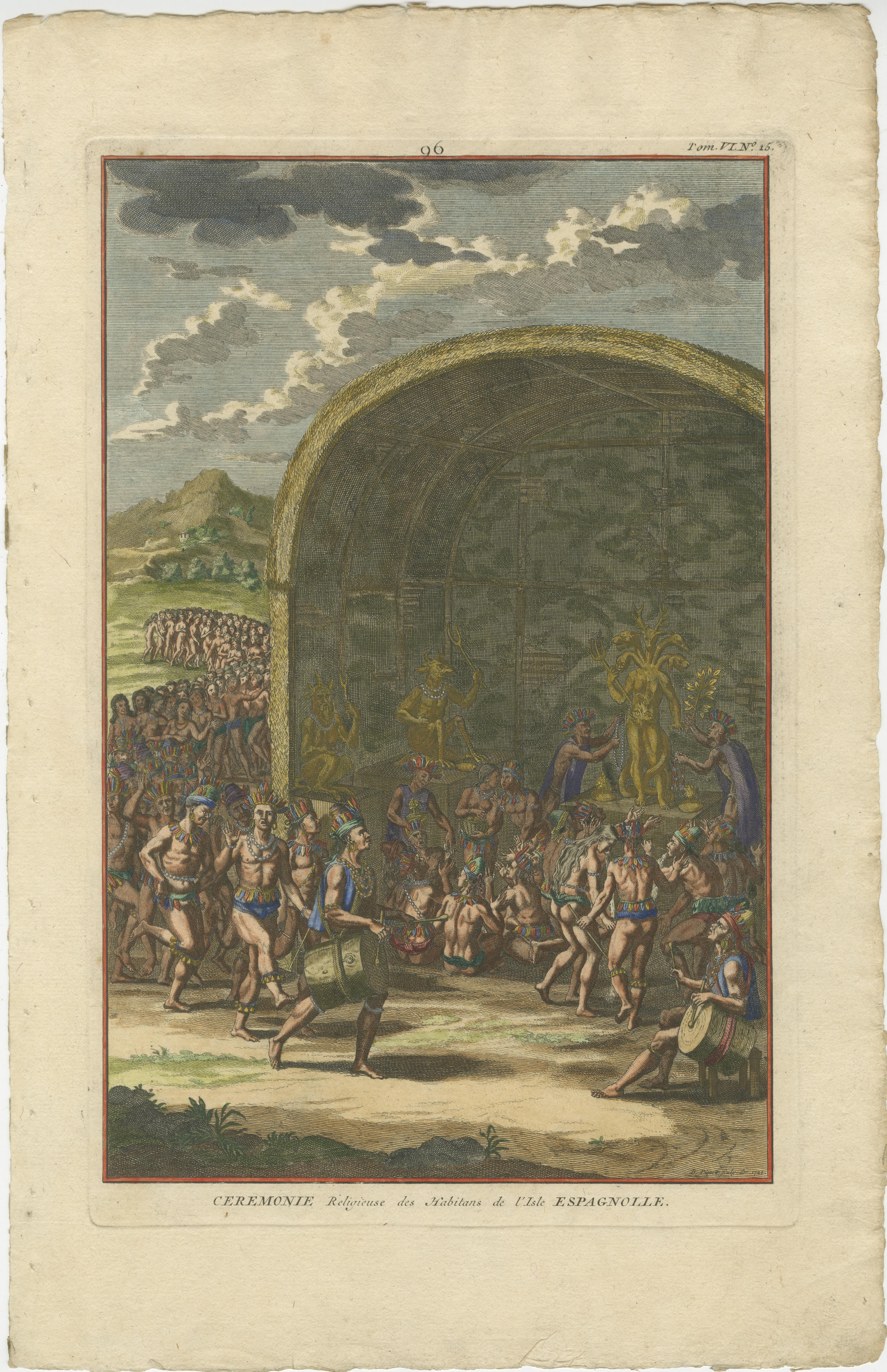 Religiöse Zeremonie der Bewohner der Insel Hispaniola, 1734 im Angebot 1