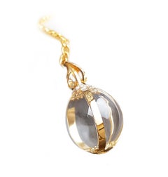 Religious Eighteen Karat Yellow Gold Pendant with Cabochon Quartz