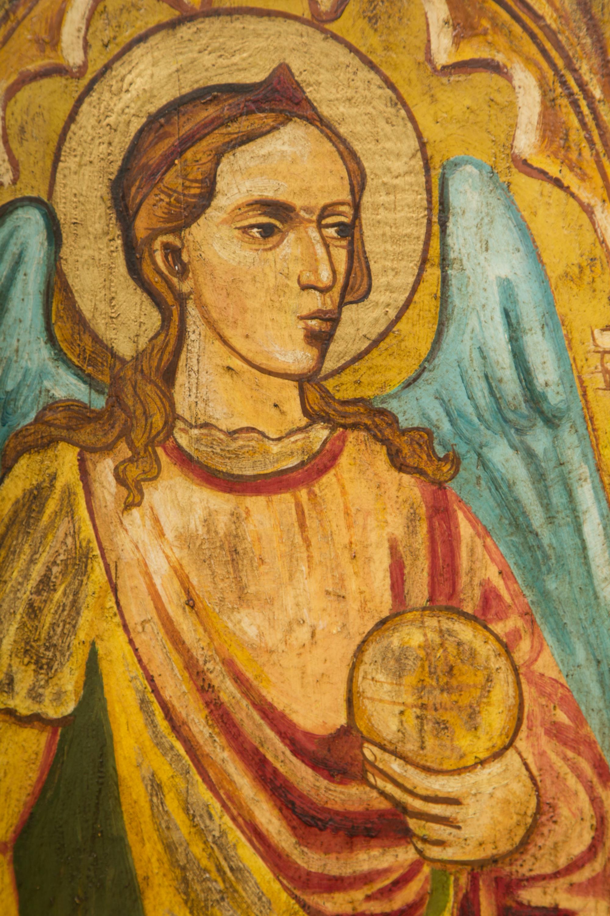 Italian Religious Icon Painted on Board For Sale