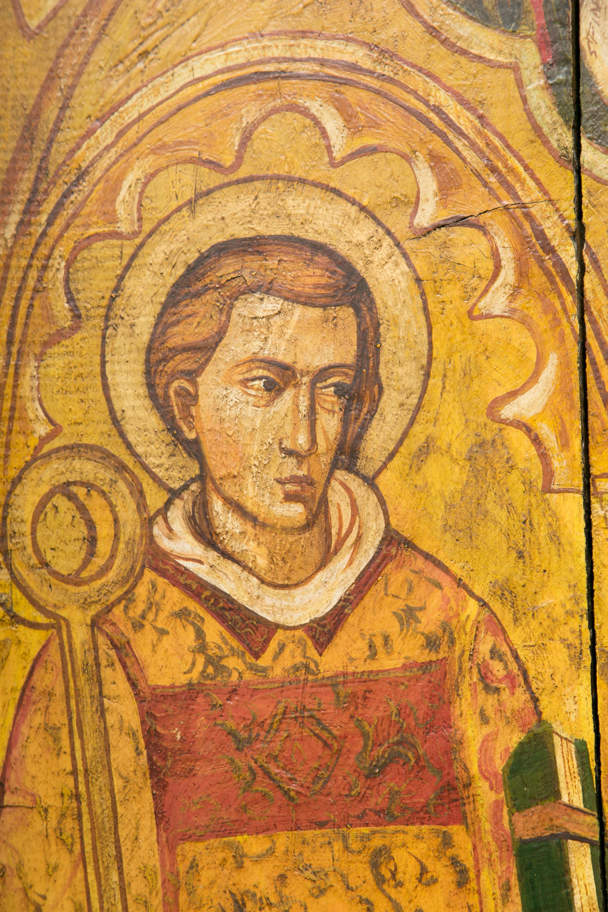 19th Century Religious Icon Painted on Board For Sale