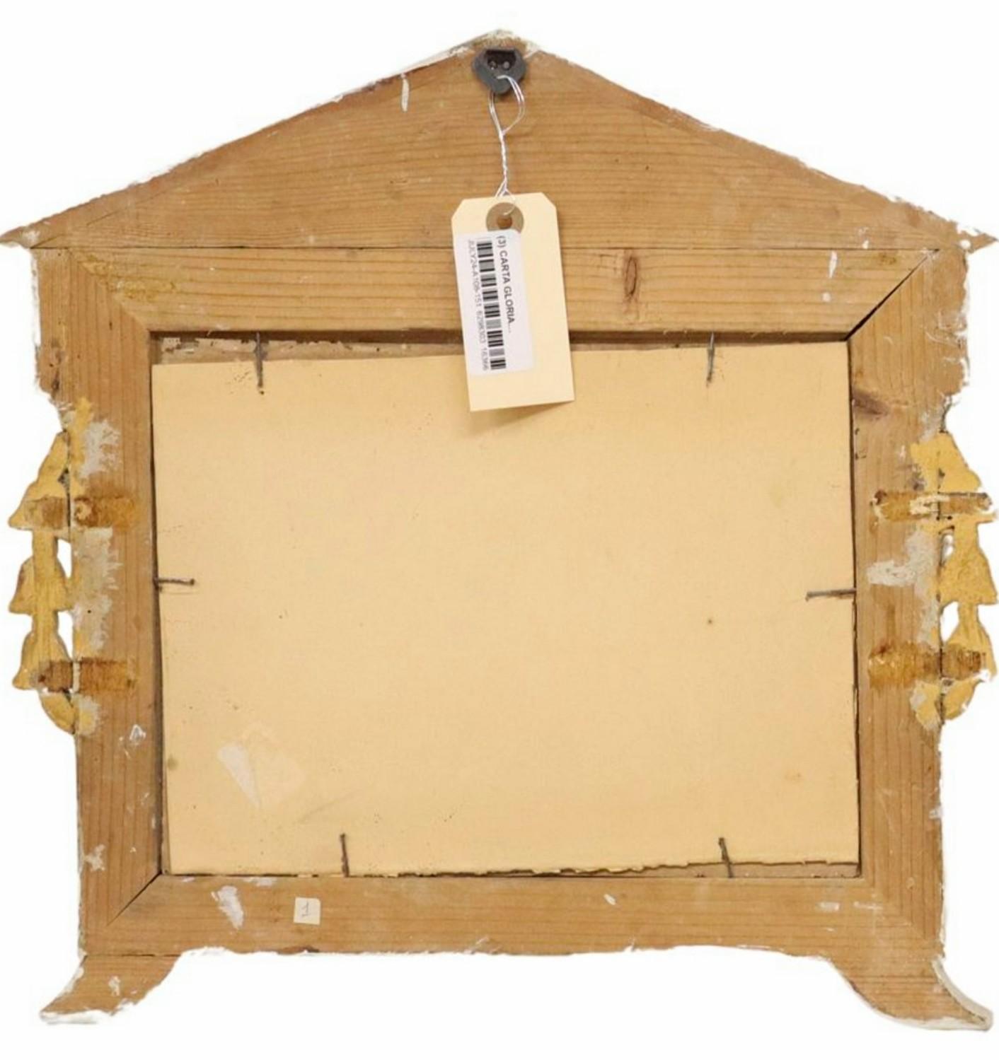 Rare Antique Religious Italian Catholic Church Carta Gloria Altar Card Frame Set For Sale 2