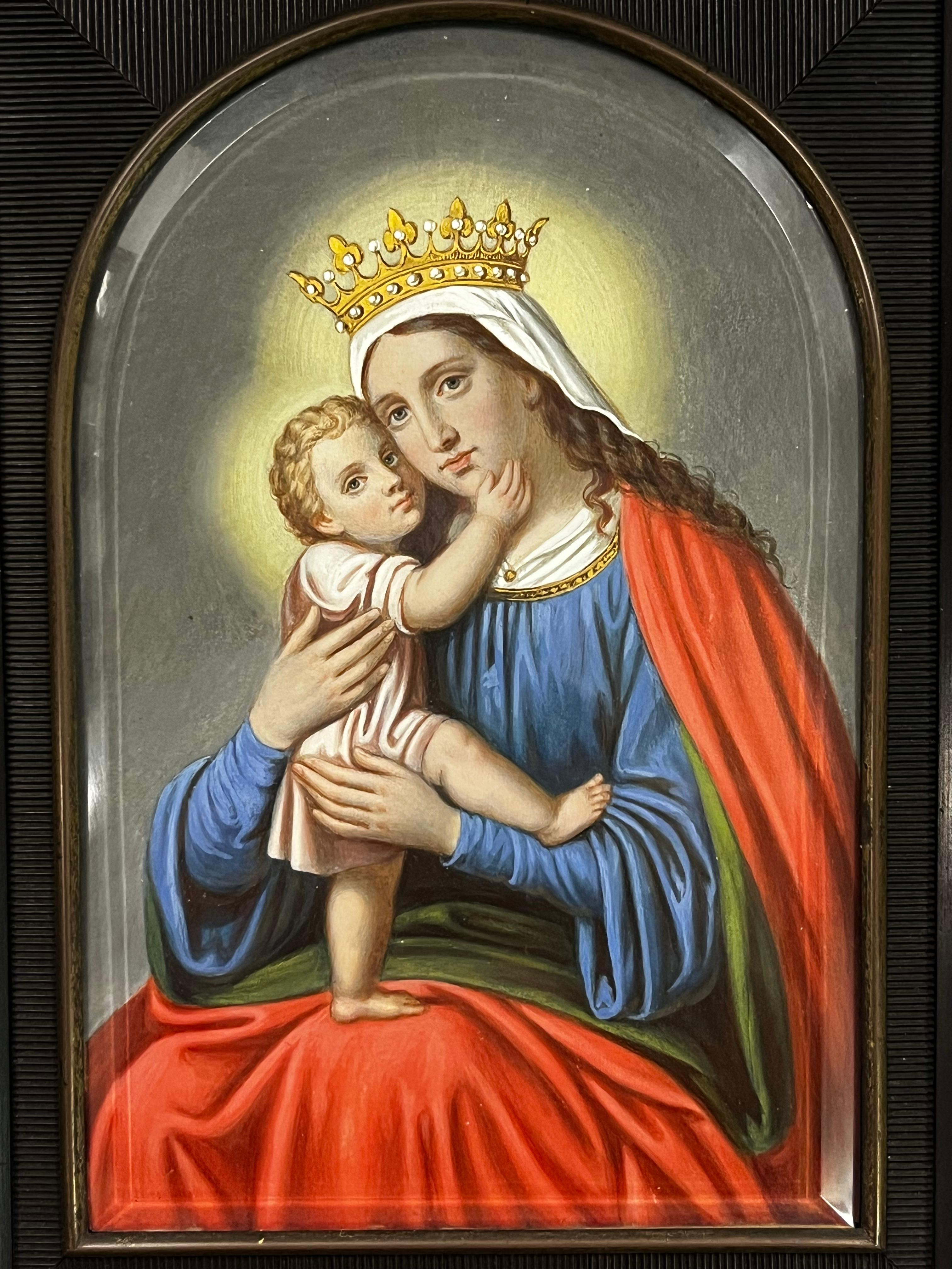 Cette peinture, cette gouache avec la Vierge Marie et Jésus, a été réalisée en Autriche vers 1890 par le célèbre courtisan impérial et royal.

Ce tableau est une œuvre de grande qualité, réalisée par Theyer & Hardmuth, fournisseur de la Cour