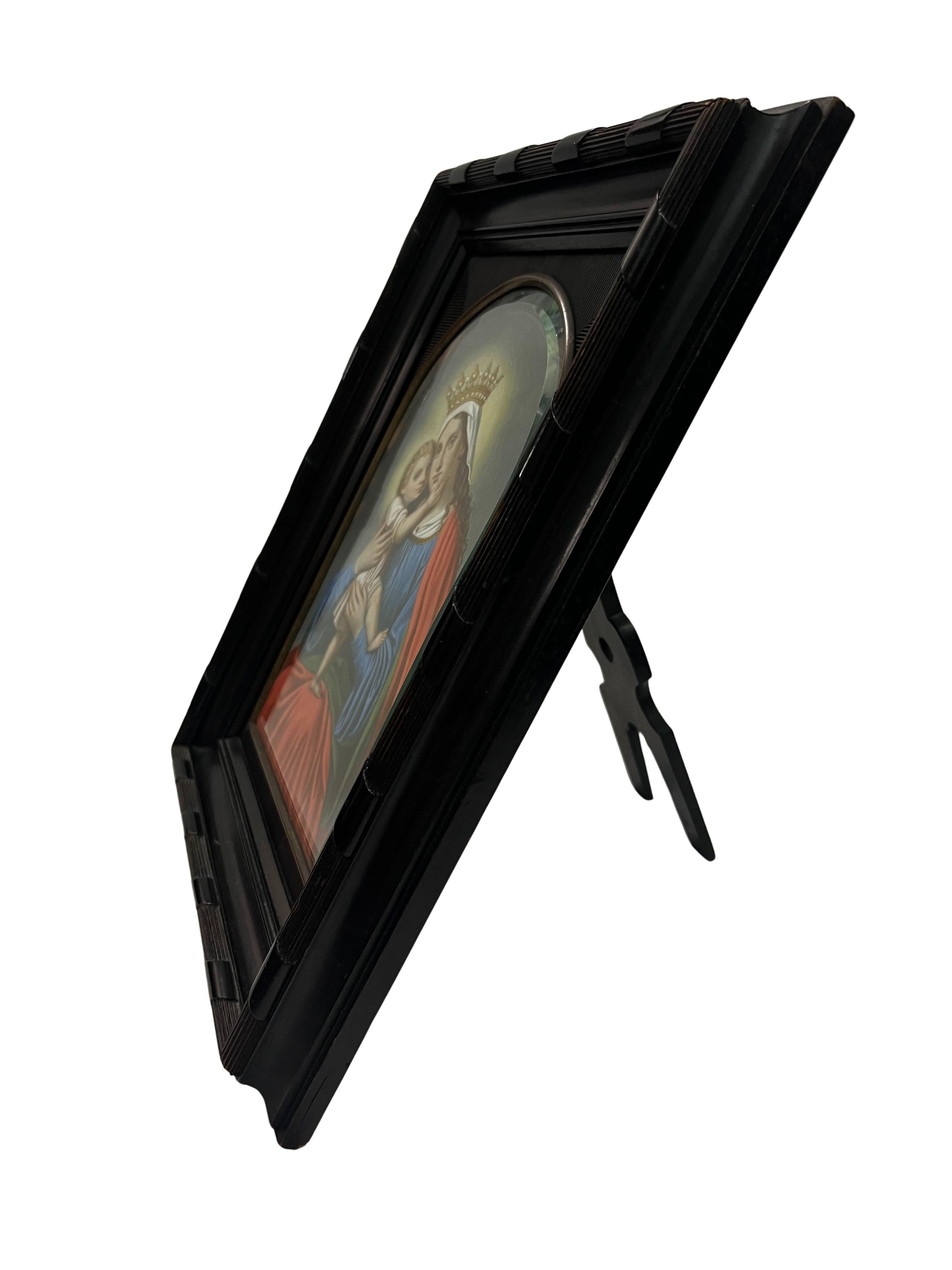 Sculpté à la main Peinture religieuse Madone Jésus Fournisseur de la Cour Impériale et Royale 1890 Autriche en vente