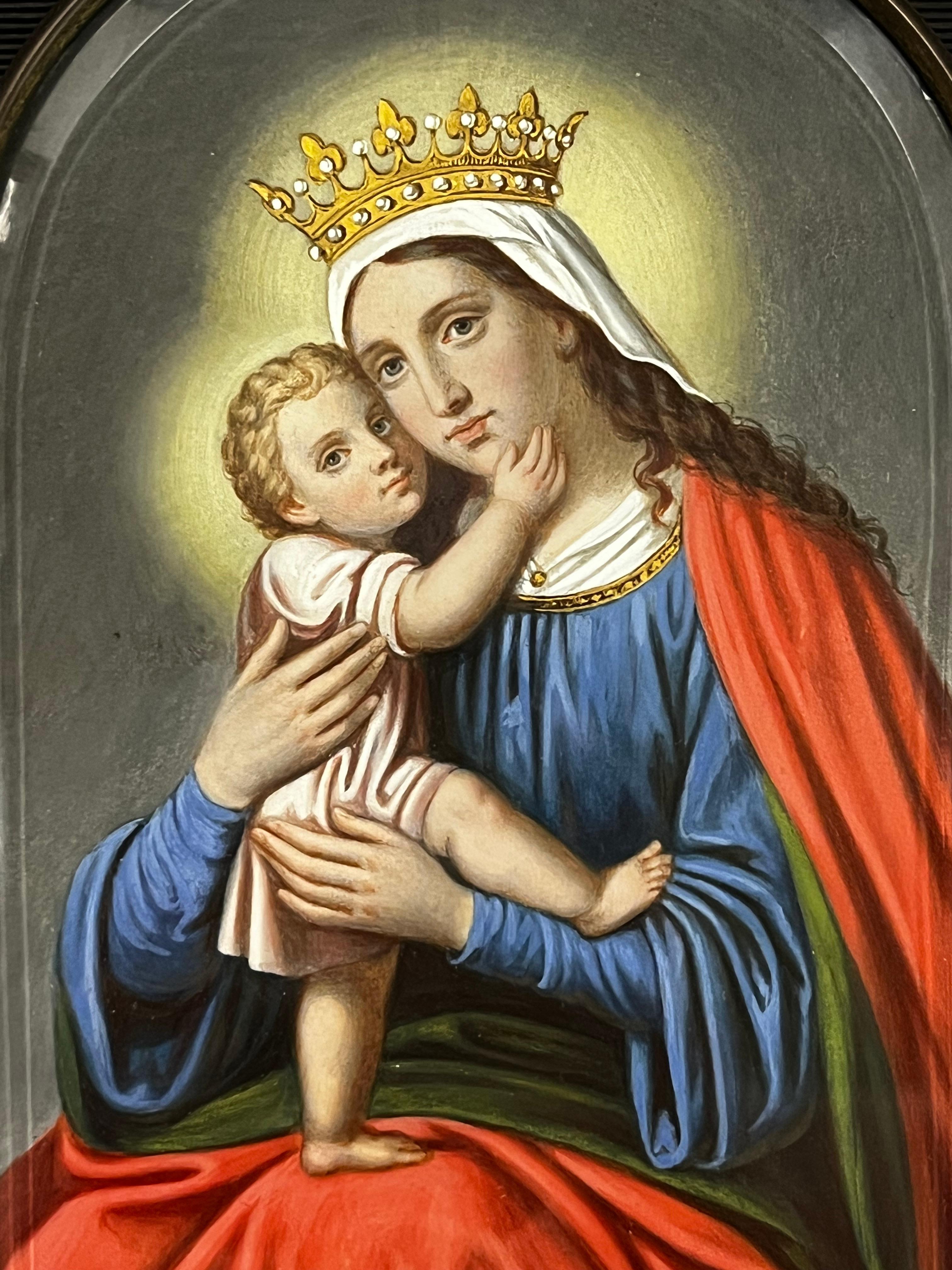 XIXe siècle Peinture religieuse Madone Jésus Fournisseur de la Cour Impériale et Royale 1890 Autriche en vente