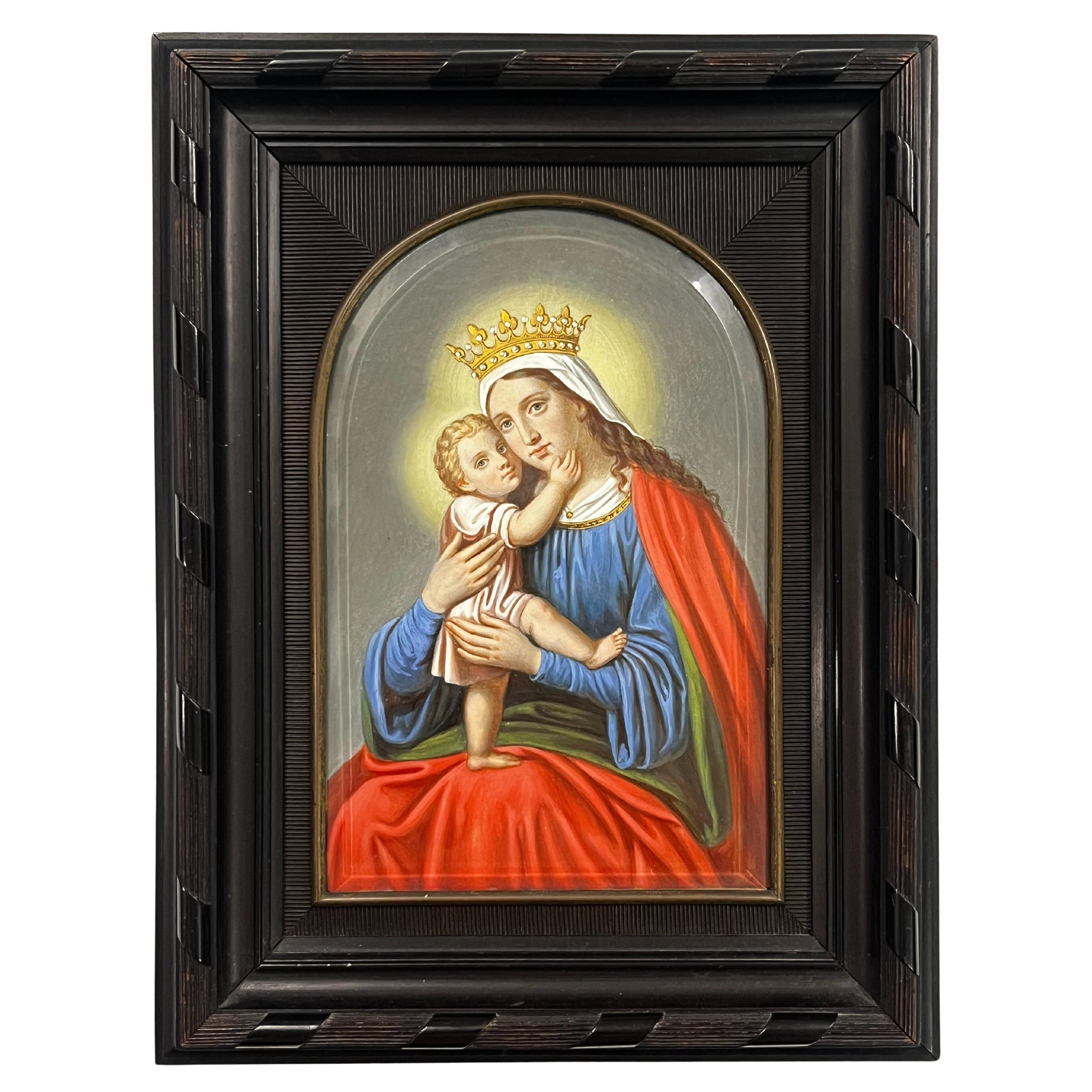 Pittura religiosa Madonna Gesù Fornitore della corte imperiale e reale 1890 Austria