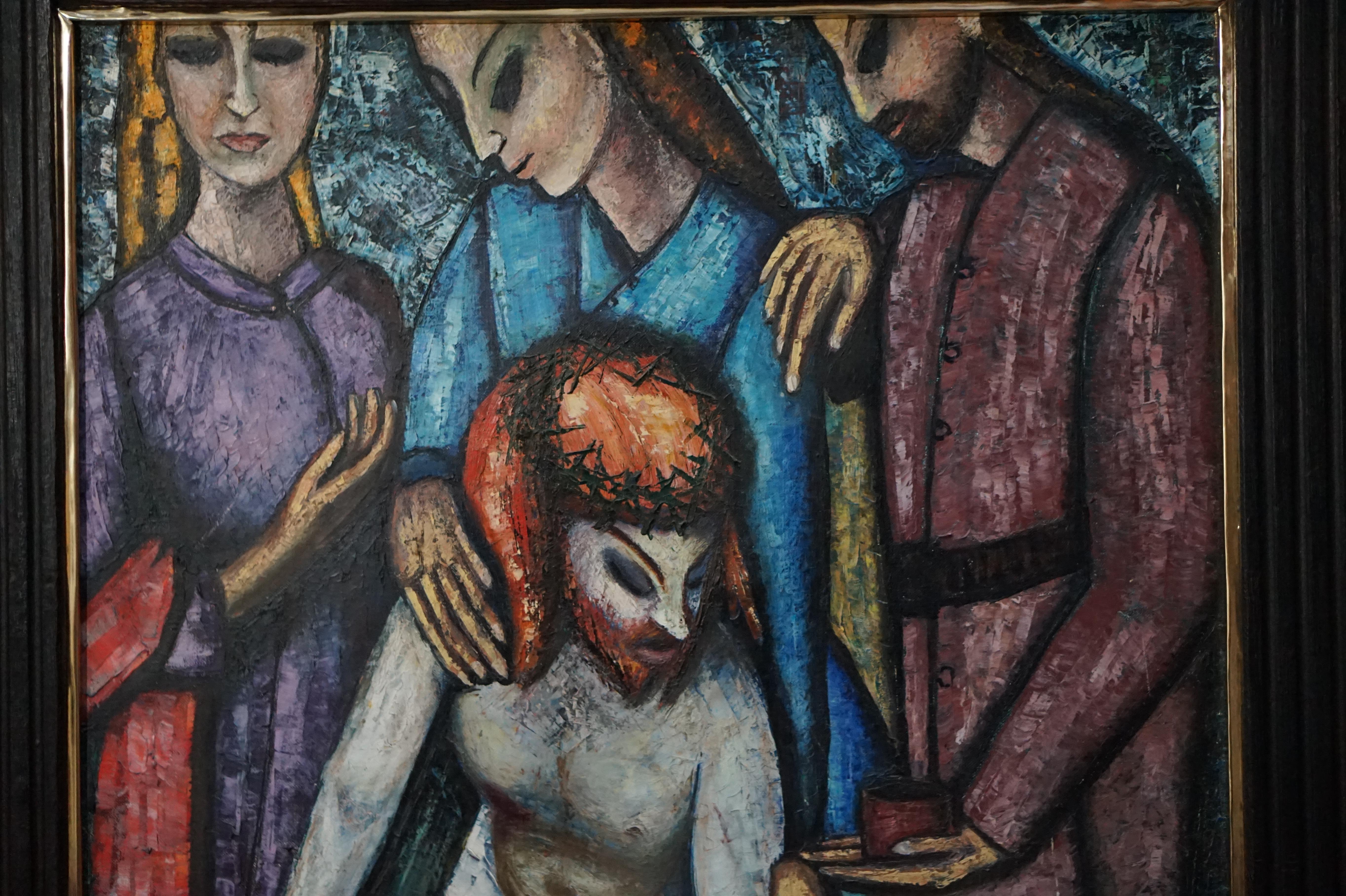 Religiöses Gemälde von Jesus von JF Bauwens, Belgien, 1950er Jahre.
Abmessungen Rahmen; Breite 105 cm, Höhe 123 cm.
Abmessungen Gemälde; Breite 78 cm, Höhe 98 cm.