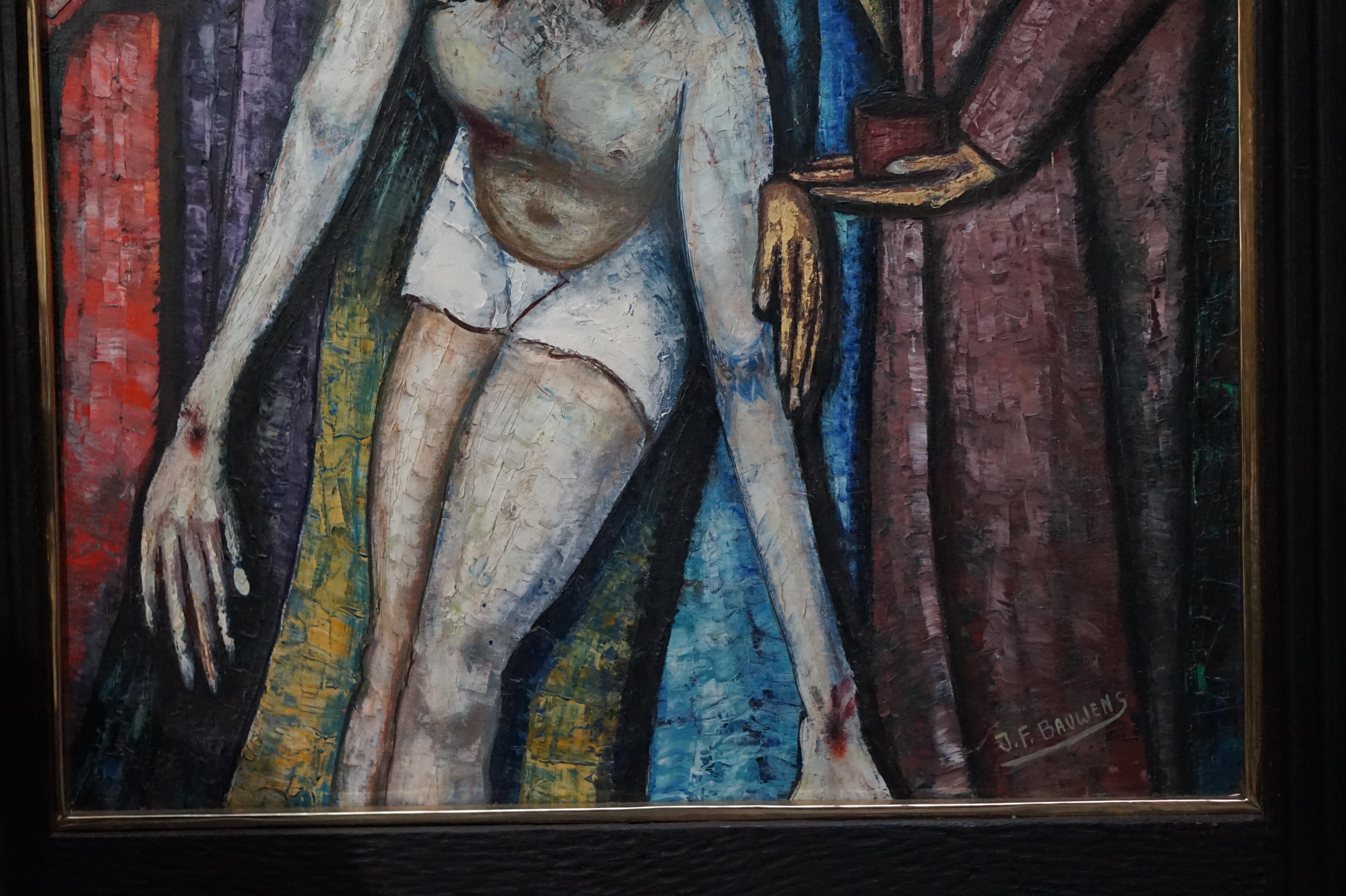 Religiöses Gemälde von Jesus von JF Bauwens, Belgien, 1950er Jahre (Belgisch)