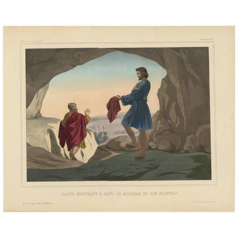 Religious Print ‘No. 8’ David Showing Saul the Tip of His Coat, circa 1840