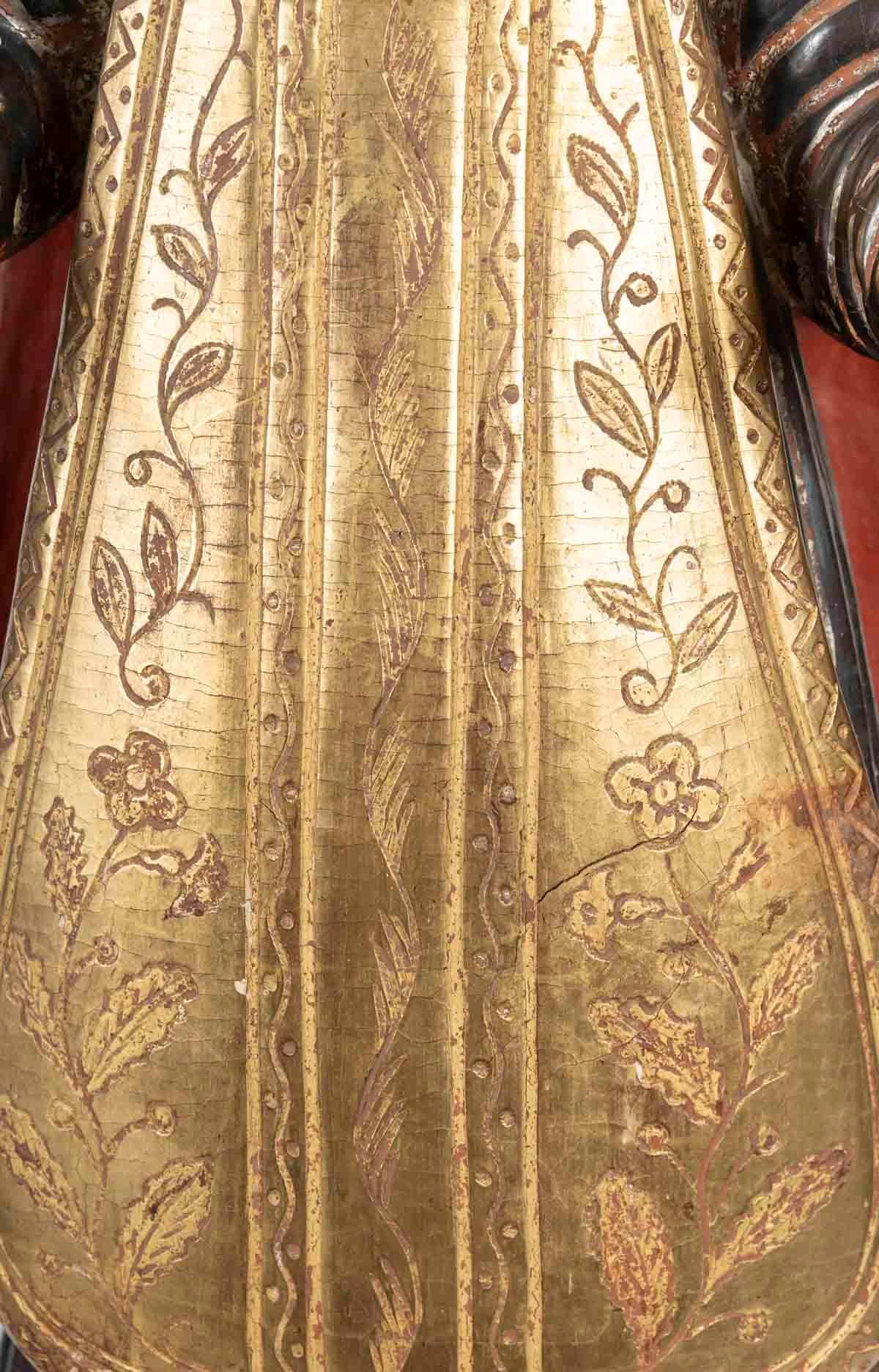 italien Sculpture religieuse en bois sculpté et polychromé, 19e siècle. en vente
