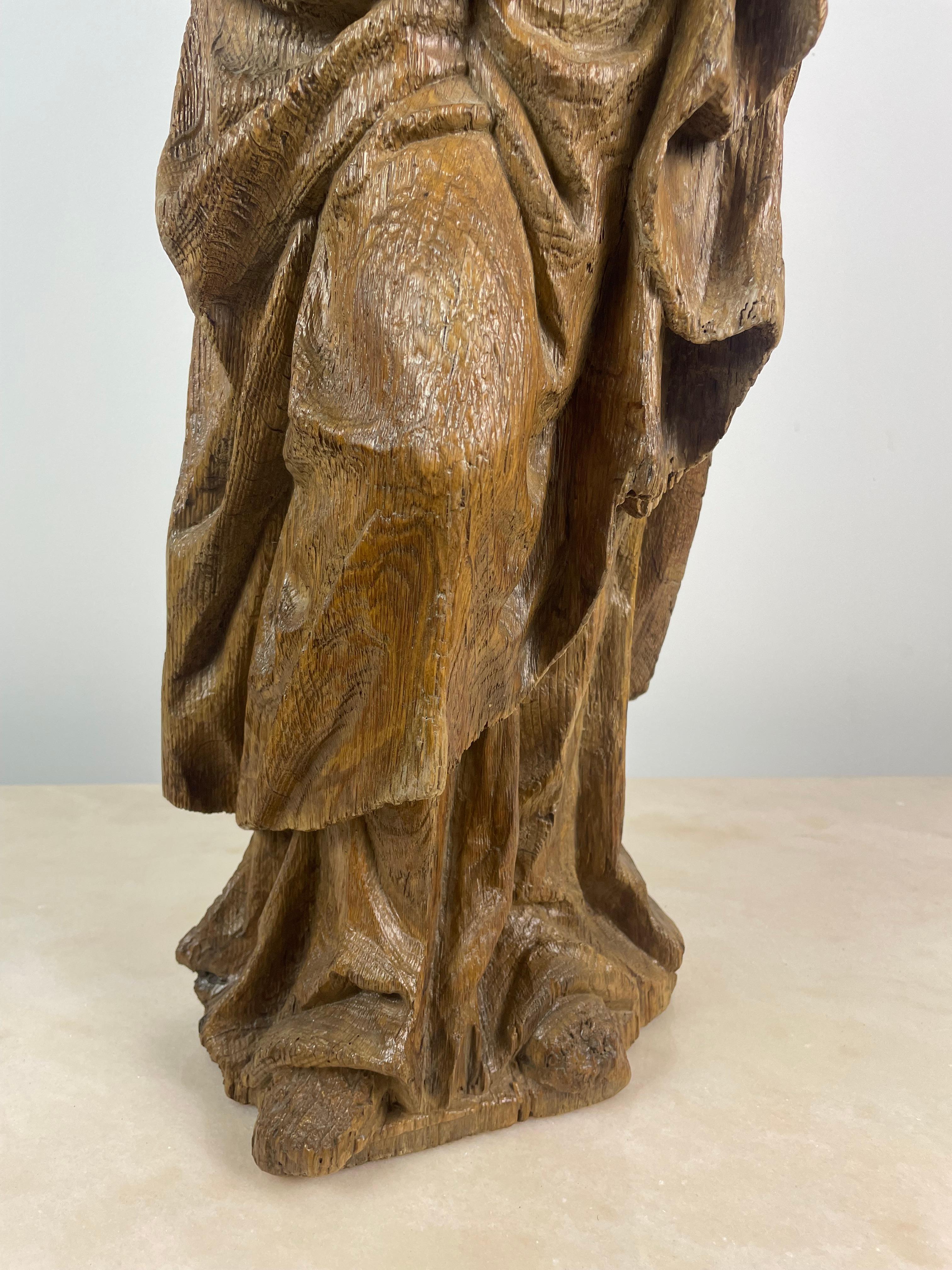 Religious Sculpture of Saint in Carved Natural Wood, Late 17th Early 18th France For Sale 3