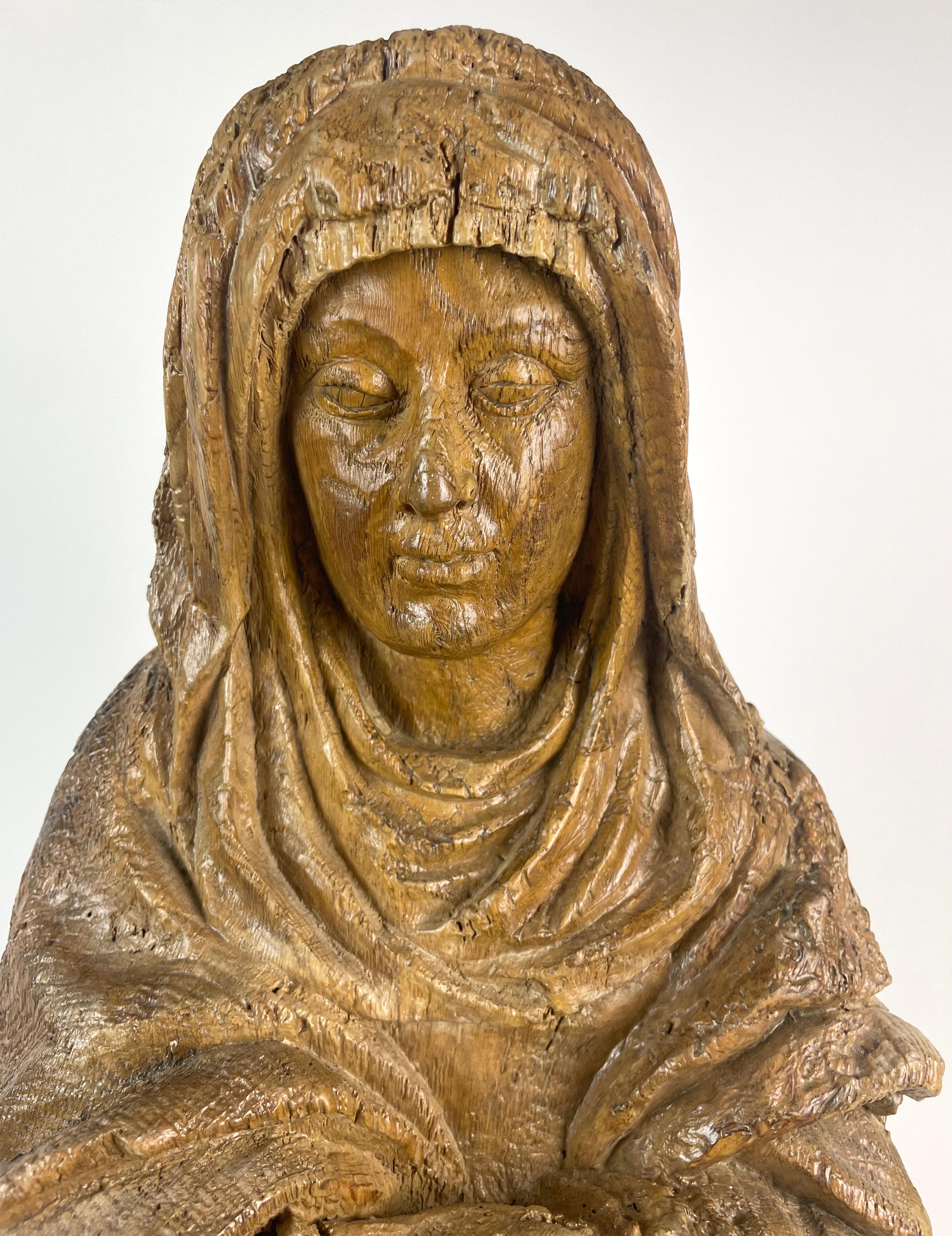 Louis XIV Religious Sculpture of Saint in Carved Natural Wood, Late 17th Early 18th France For Sale