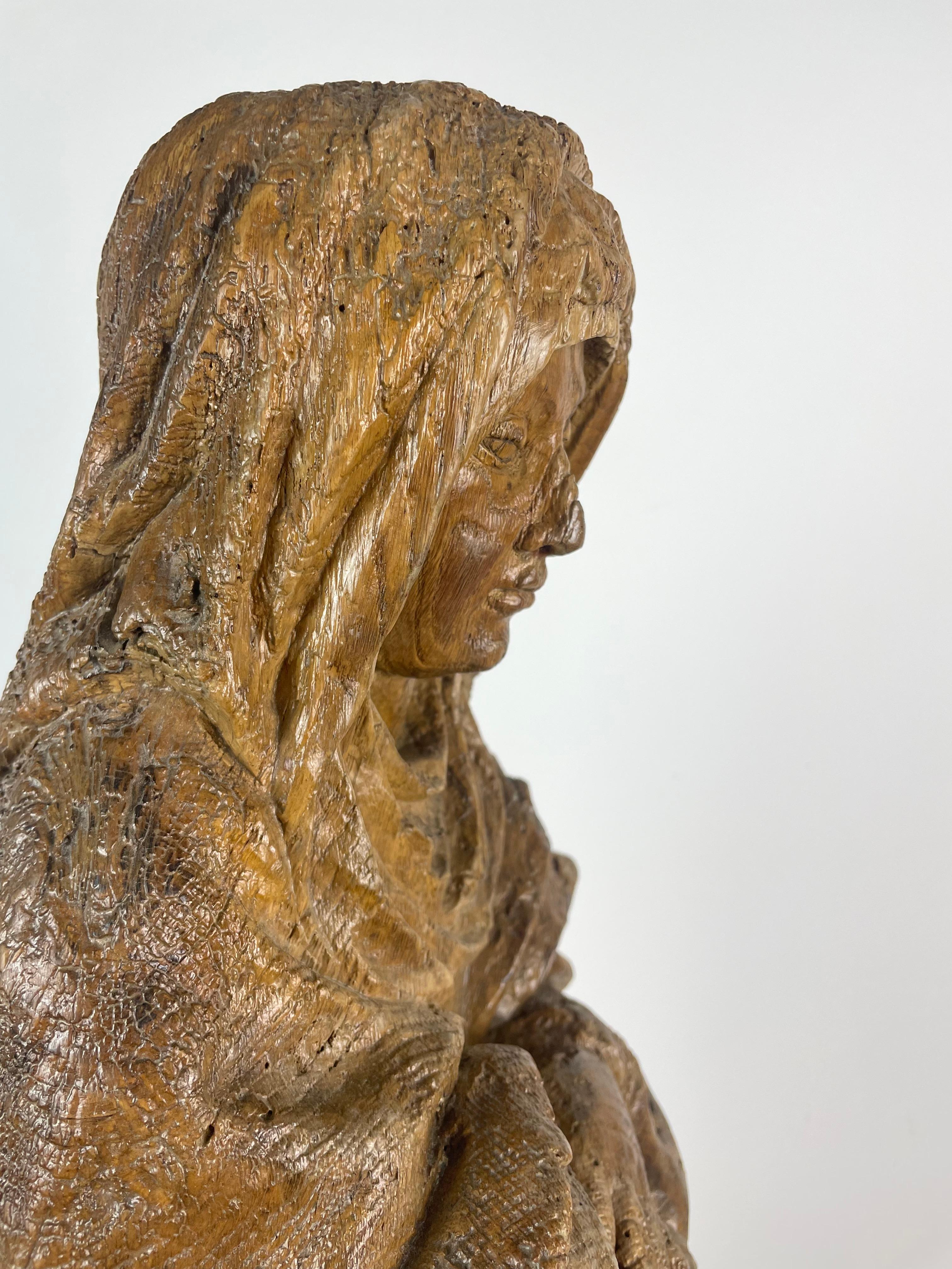 Religious Sculpture of Saint in Carved Natural Wood, Late 17th Early 18th France For Sale 2