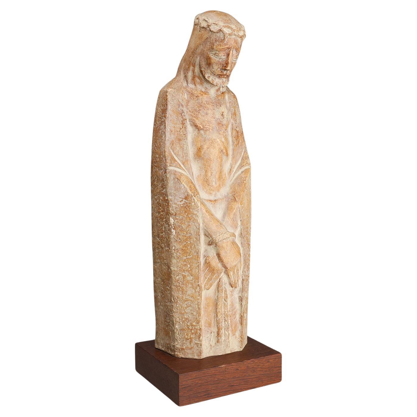 Statua religiosa di Gesù Cristo in stile Art Déco dell'artista belga André Taeckens in vendita
