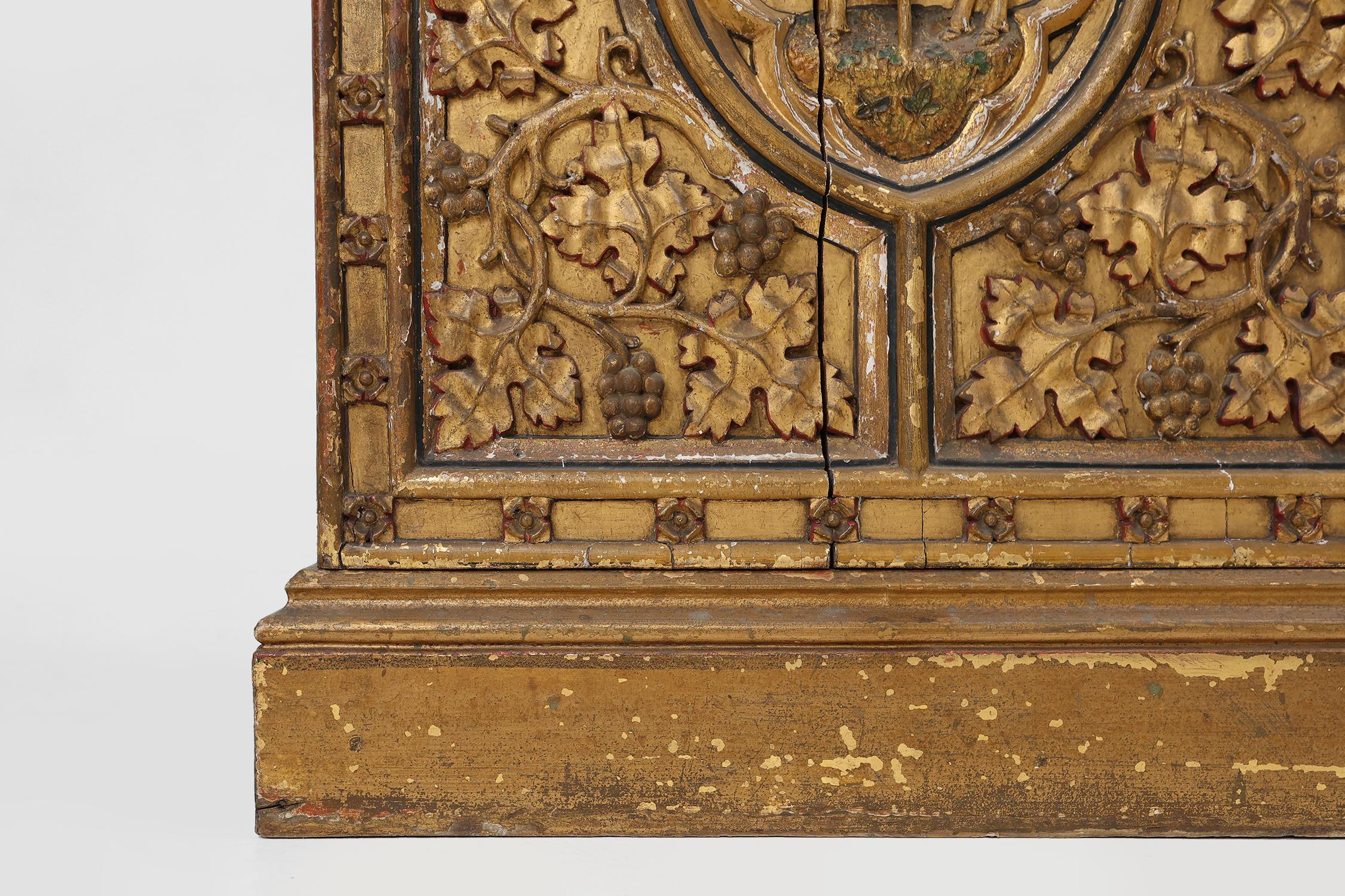 Wood Religious Tabernacle with Lamb of God, Bruges ca. 1850