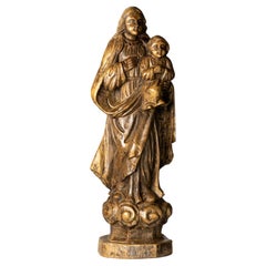 Religious Wood Statue of Our Lady and Child, 20th Century