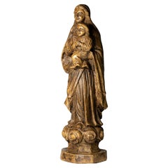 Religious Wood Statue of Our Lady and Child, 20th Century