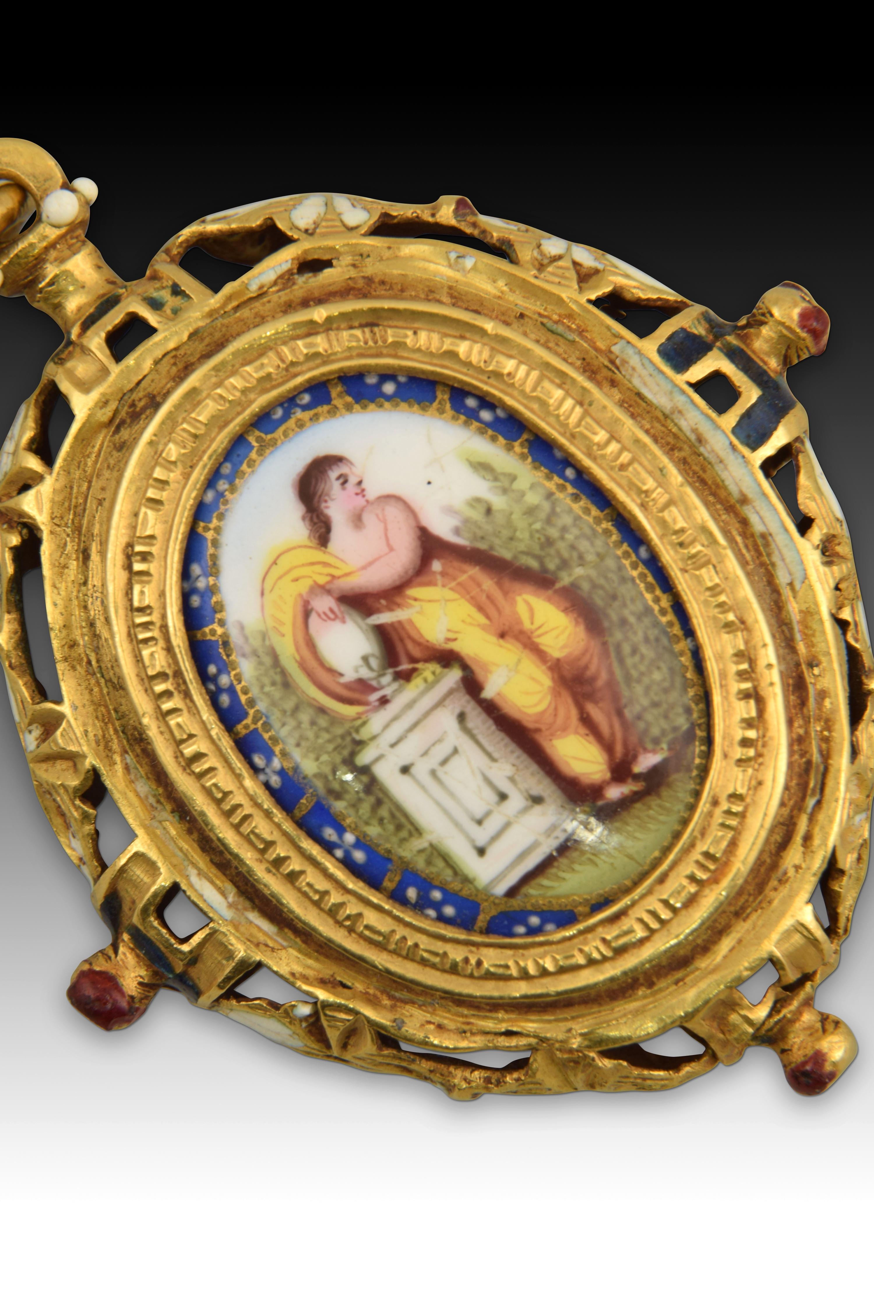 European Reliquary Pendant, Gold, Enamel, 17th-18th Centuries