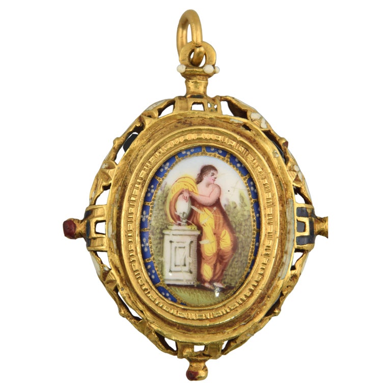 Pendentif Reliquaire En OR Massif | Avec Perle Et Décor émail | Bijou Ancien Or | Occasion | Pièce Unique Et Précieuse