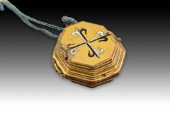 Reliquary Pendant with a Cross of Santo Domingo, Gilt Bronze, Enamels, 17th C