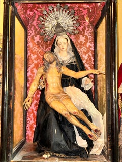 Spanish Devotional Pietà Group with Baroque Christ and Our Lady of Sorrows