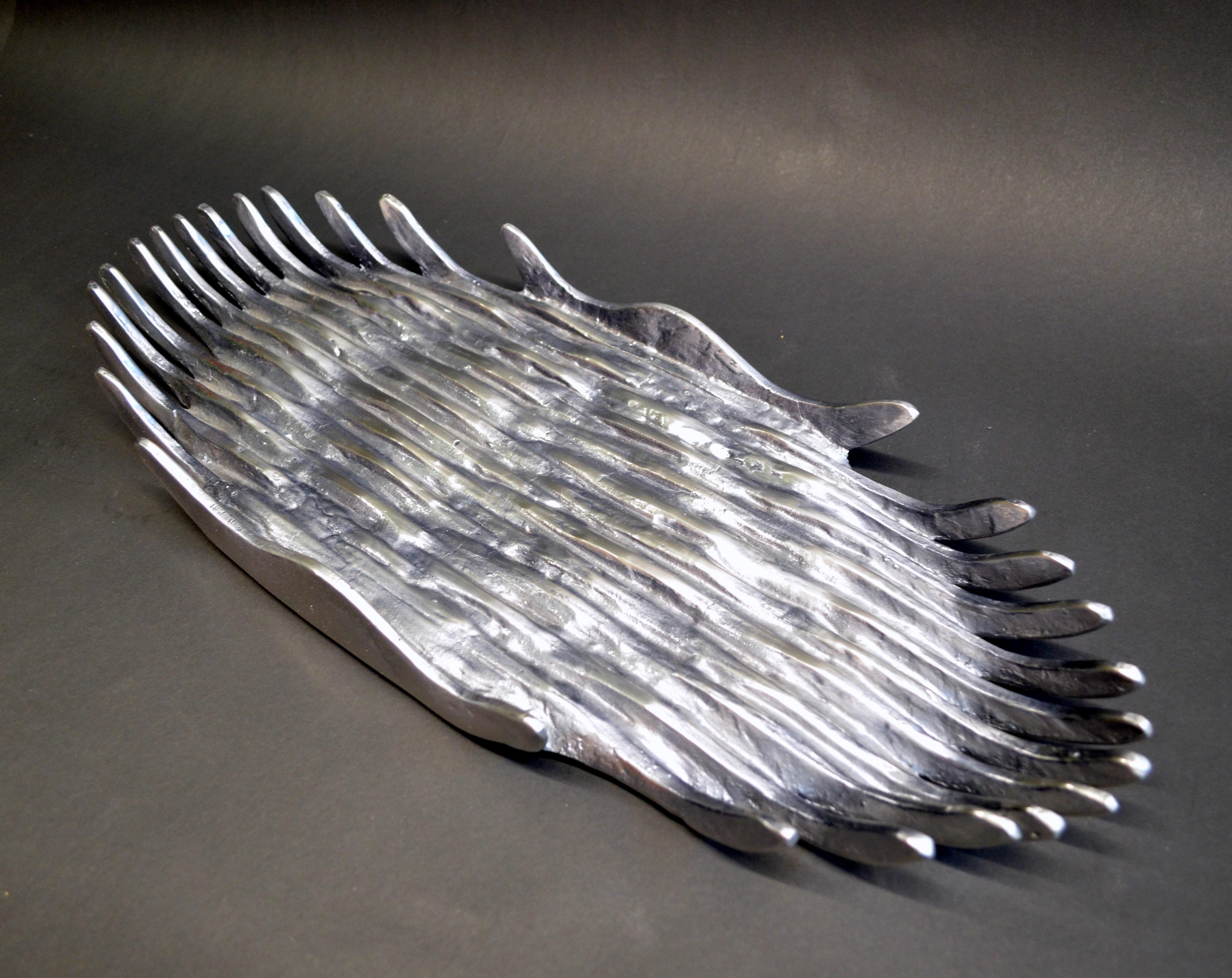 Italian 'Reliso' Centerpiece in Cast Aluminum by Arnaldo Gamba For Sale