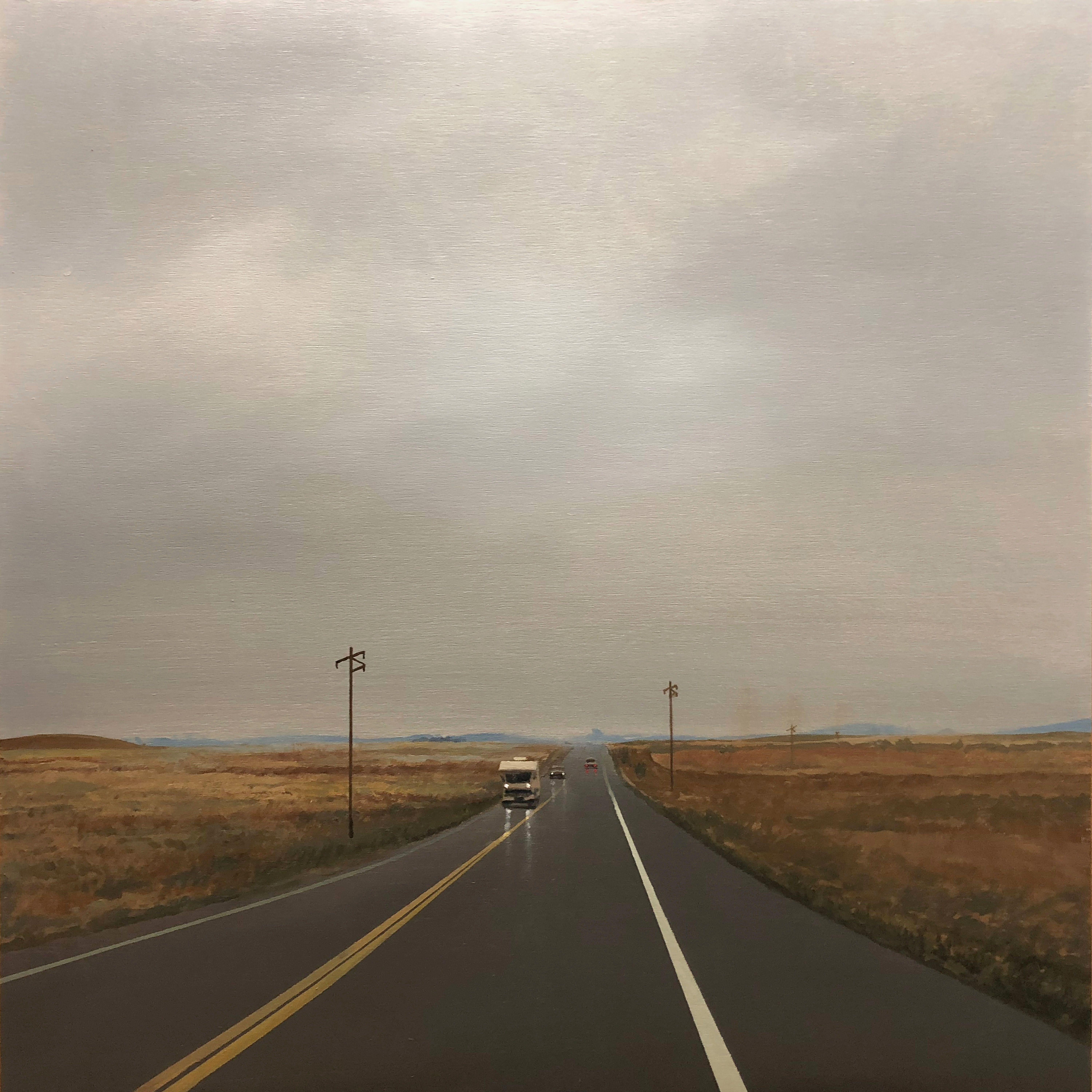 Painting: Oil on Wood.    "California Road Chronicles" are meditations on escapism, beauty and alienation. :: Painting :: Realism :: This piece comes with an official certificate of authenticity signed by the artist :: Ready to Hang: Yes :: Signed: